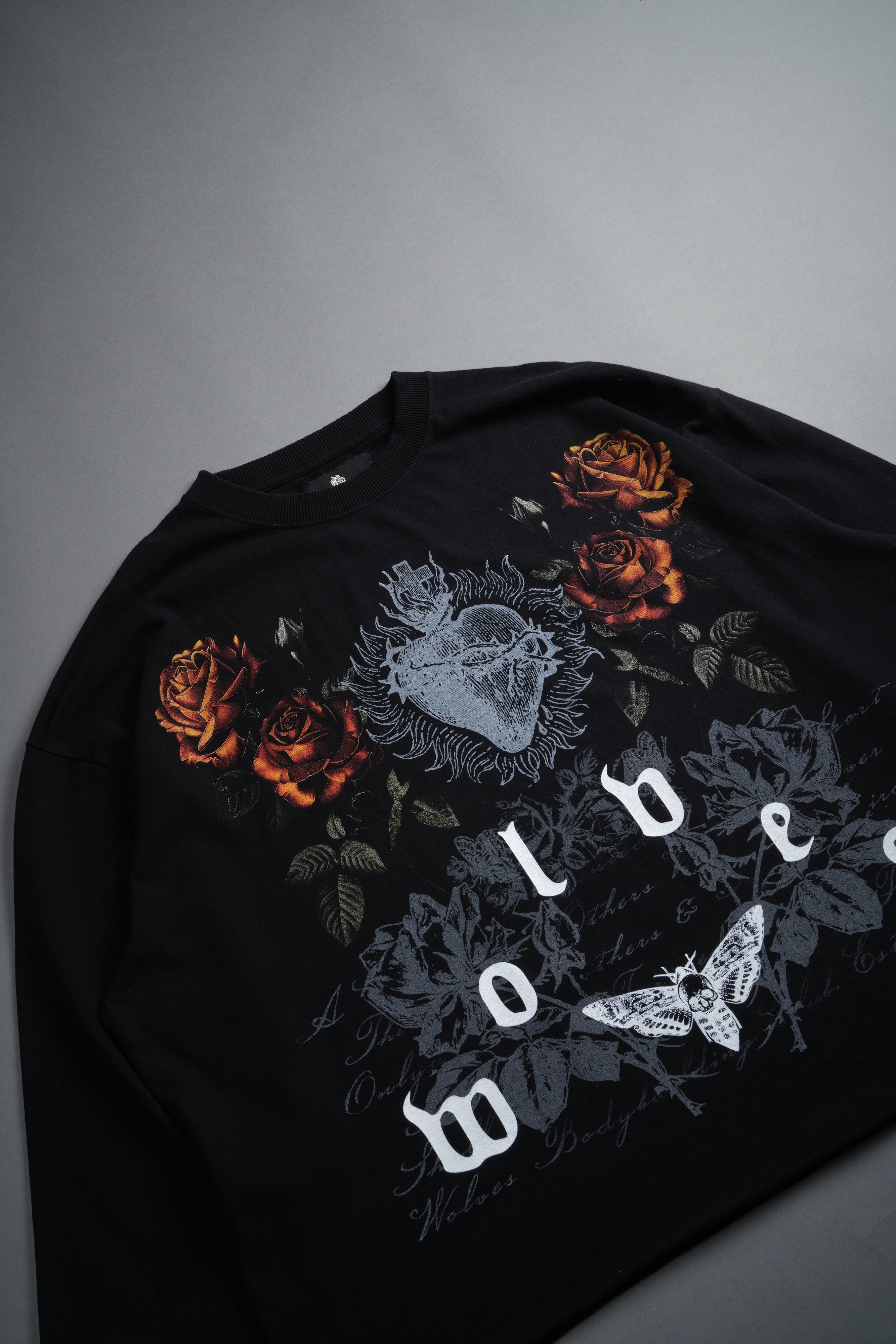 You Are the Reason Grunge Mid-Length Raw Hem LS Tee in Black