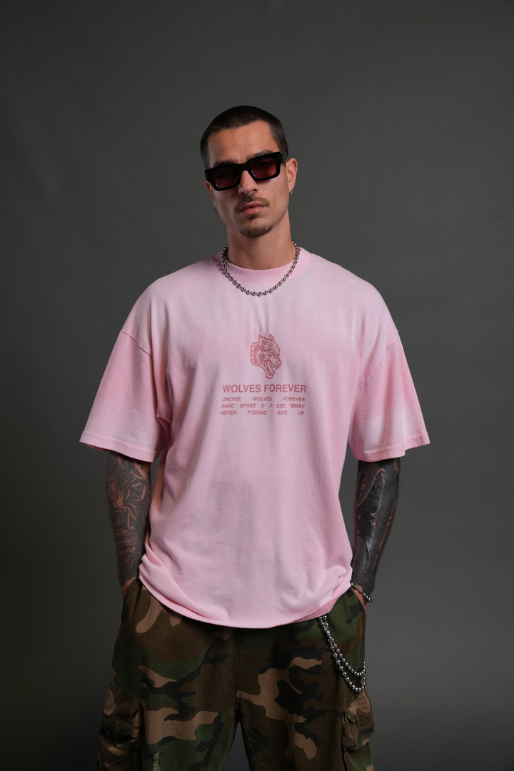Wolves Have Your Back "Premium" Oversized Tee in Cherry Blossom Halo Wash