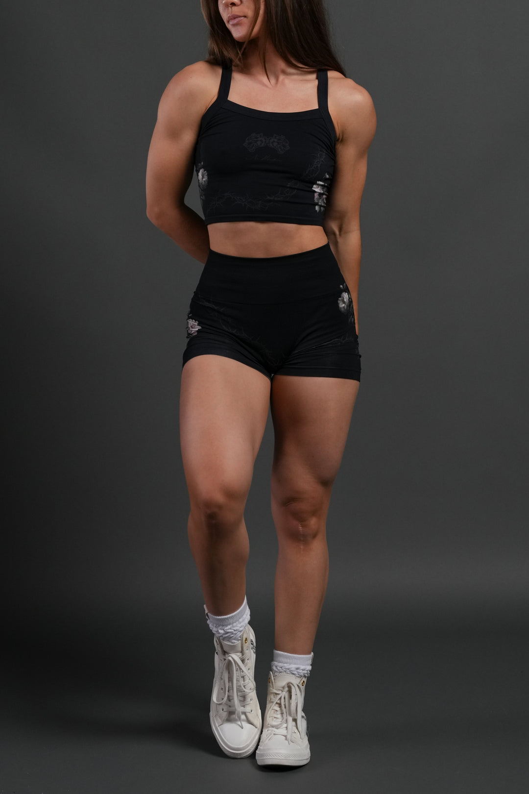 Rose Thorn "Hannah" Soft Seamless Tank in Black Rose Thorn