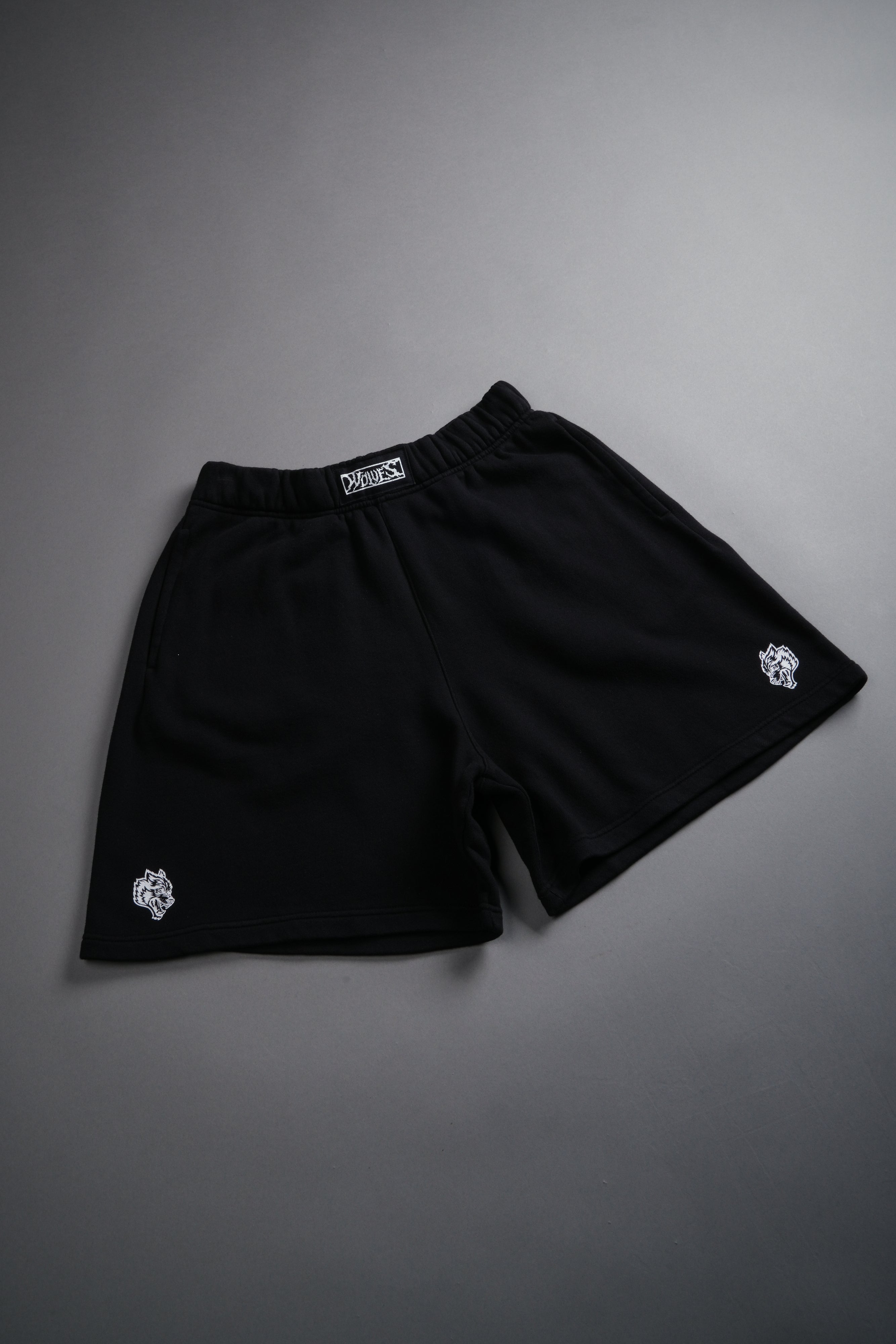 Box Patch Dual Post Lounge Sweat Shorts V2 in Black