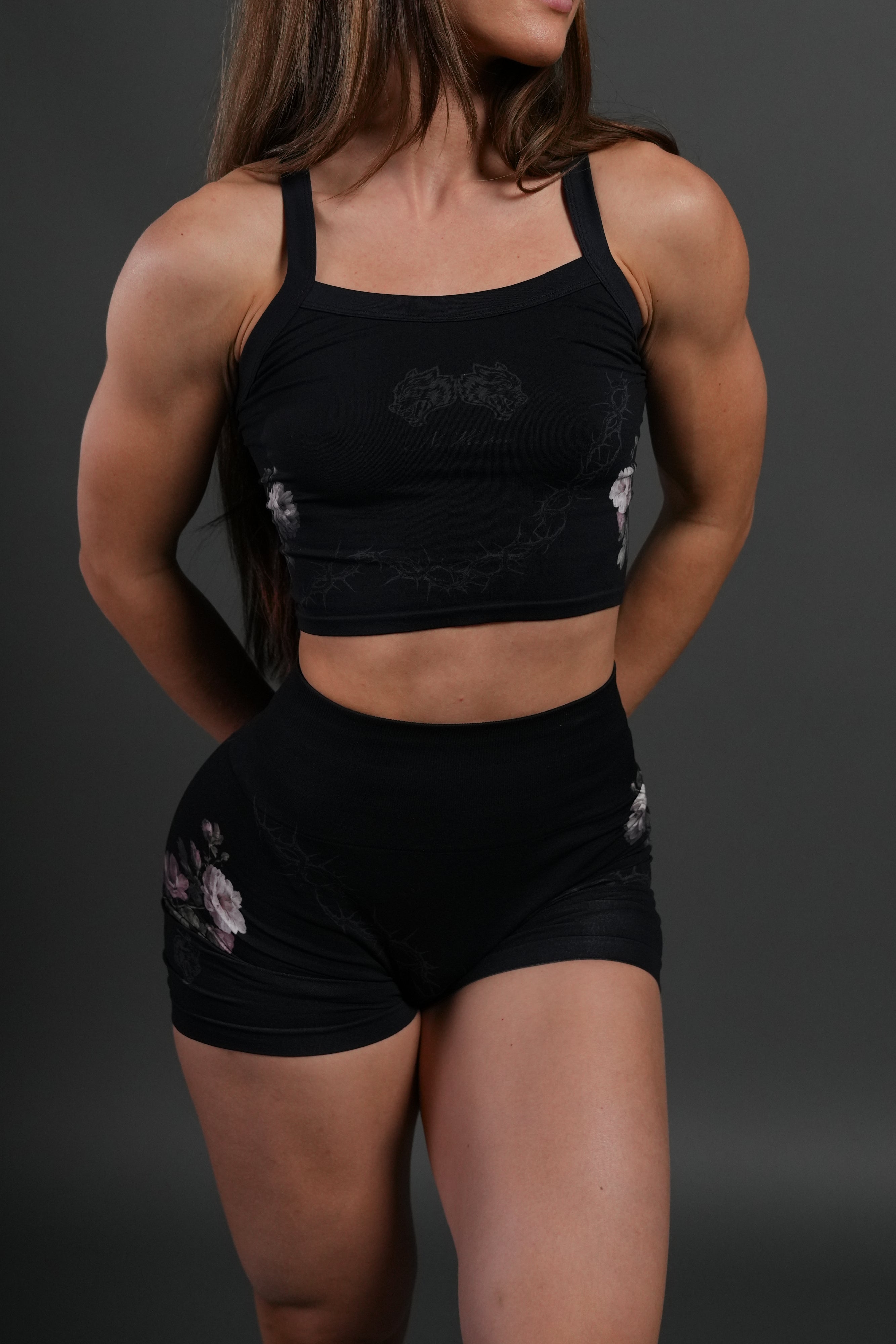 Rose Thorn "Hannah" Soft Seamless Tank in Black Rose Thorn
