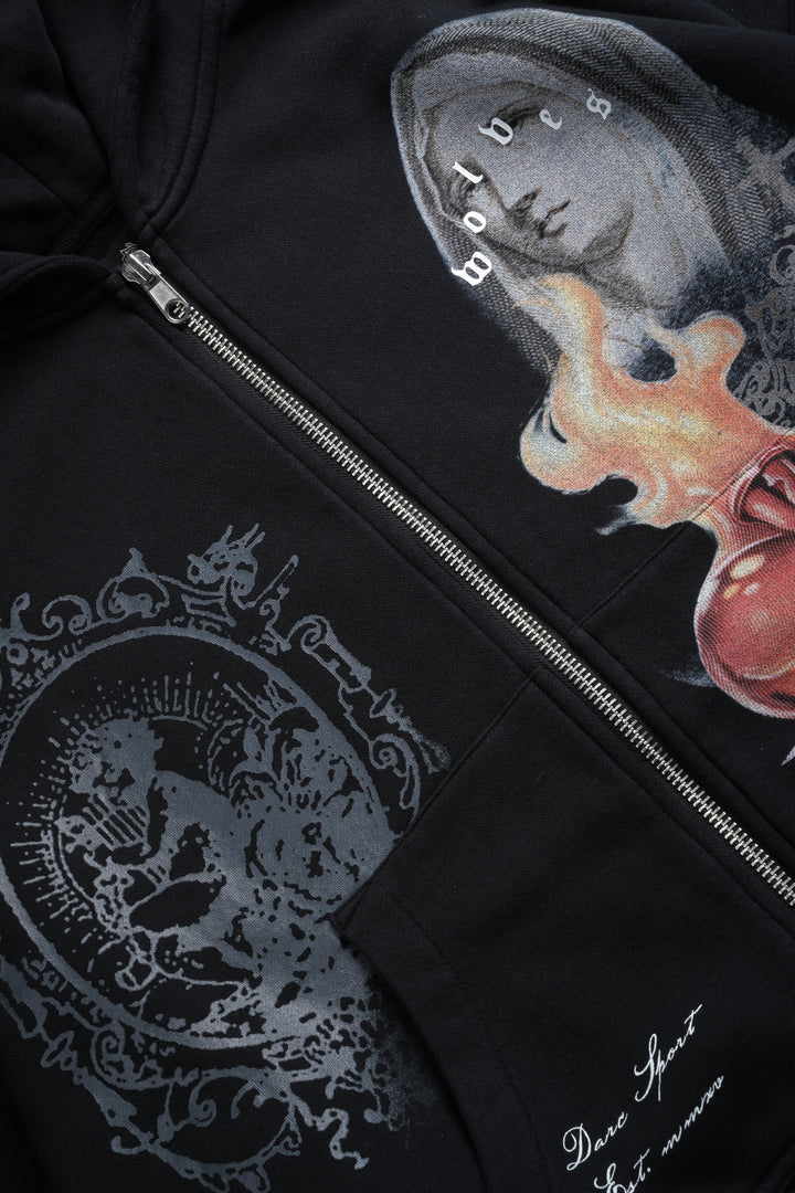 Heart of Thorns Vex Double Zip Hoodie in Black