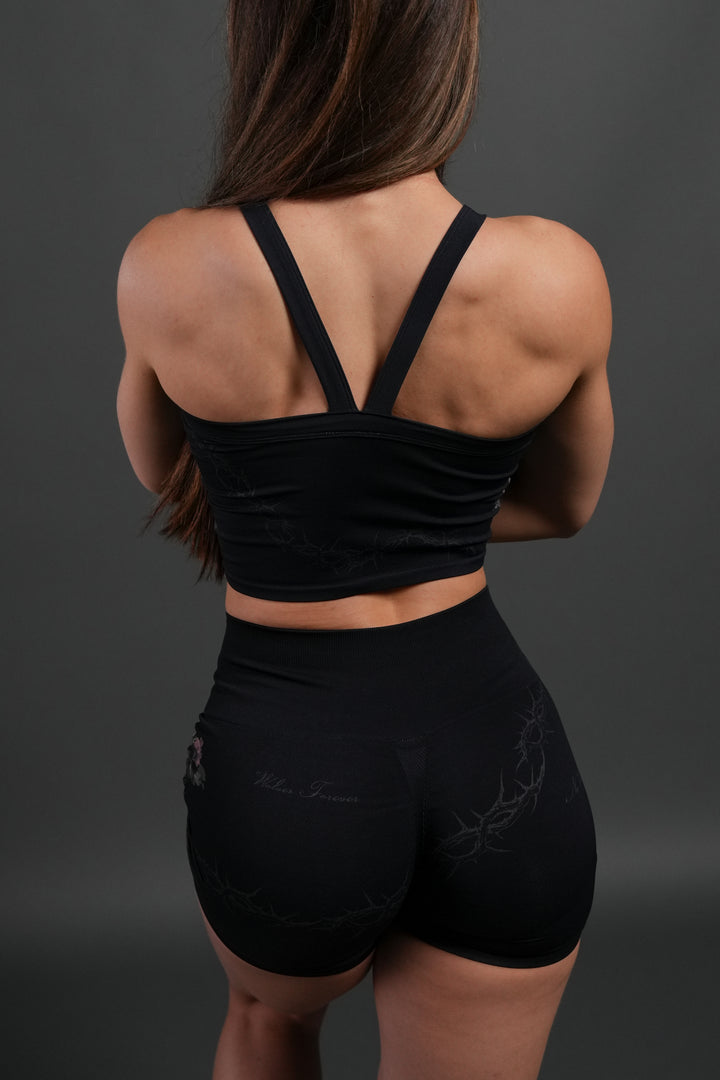Rose Thorn "Hannah" Soft Seamless Tank in Black Rose Thorn