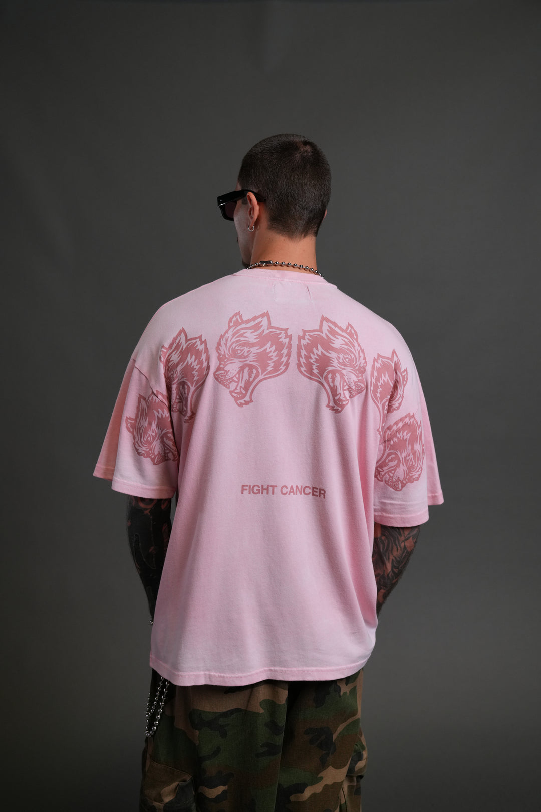 Wolves Have Your Back "Premium" Oversized Tee in Cherry Blossom Halo Wash