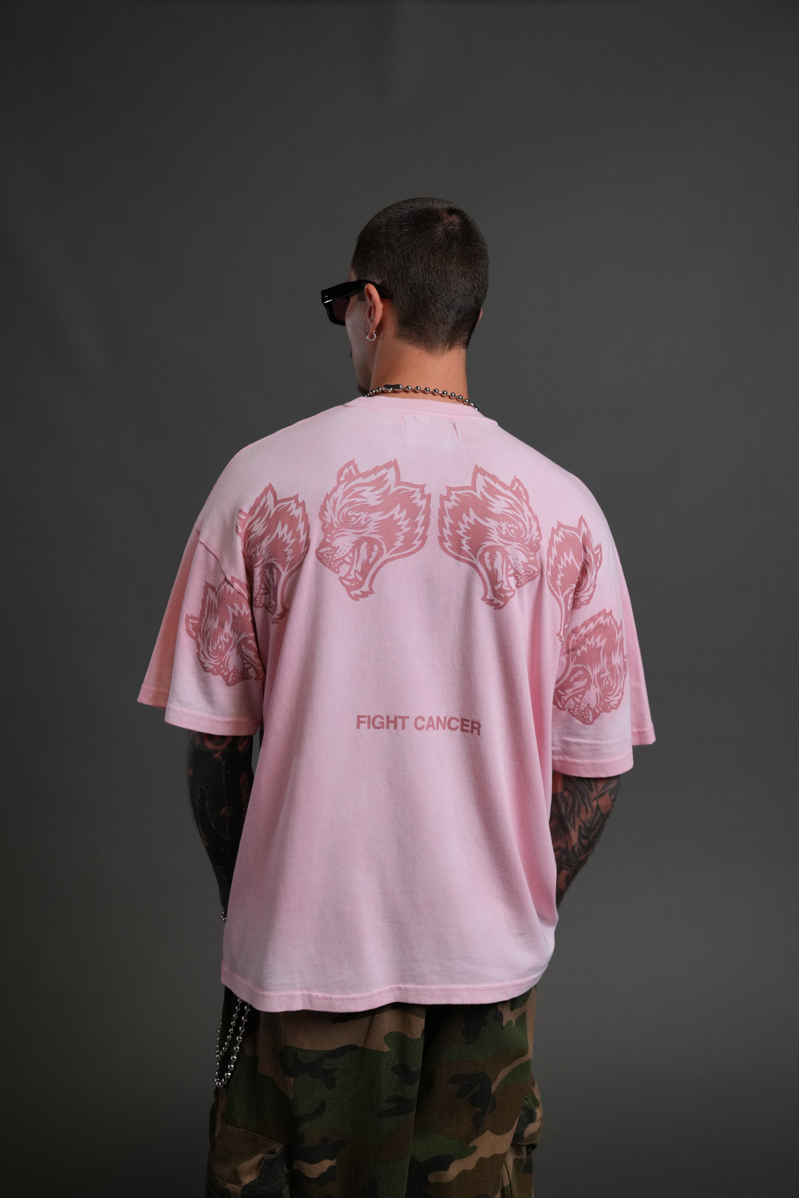 Wolves Have Your Back "Premium" Oversized Tee in Cherry Blossom Halo Wash