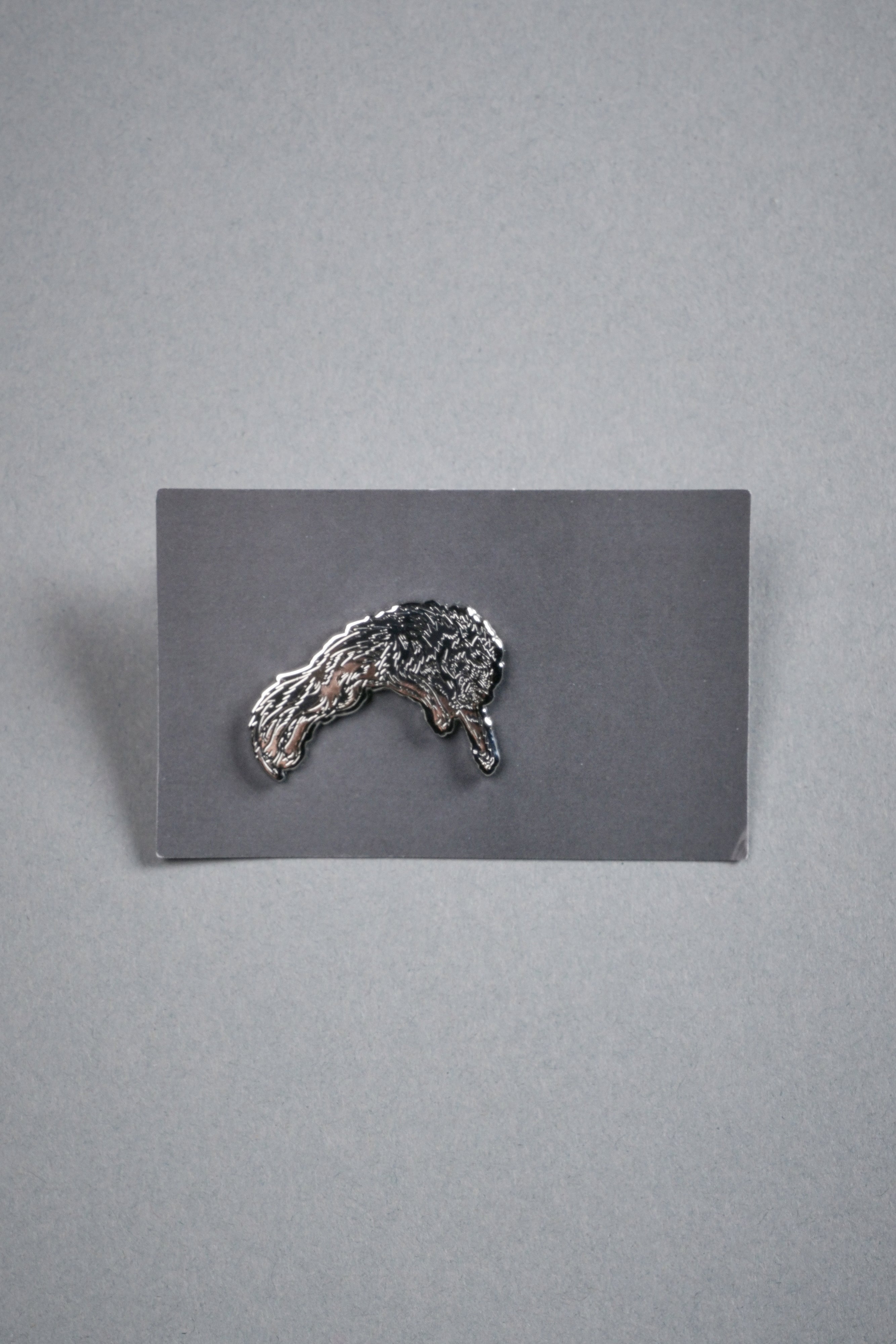 Leaping Wolf Enamel Pin in Silver/Black