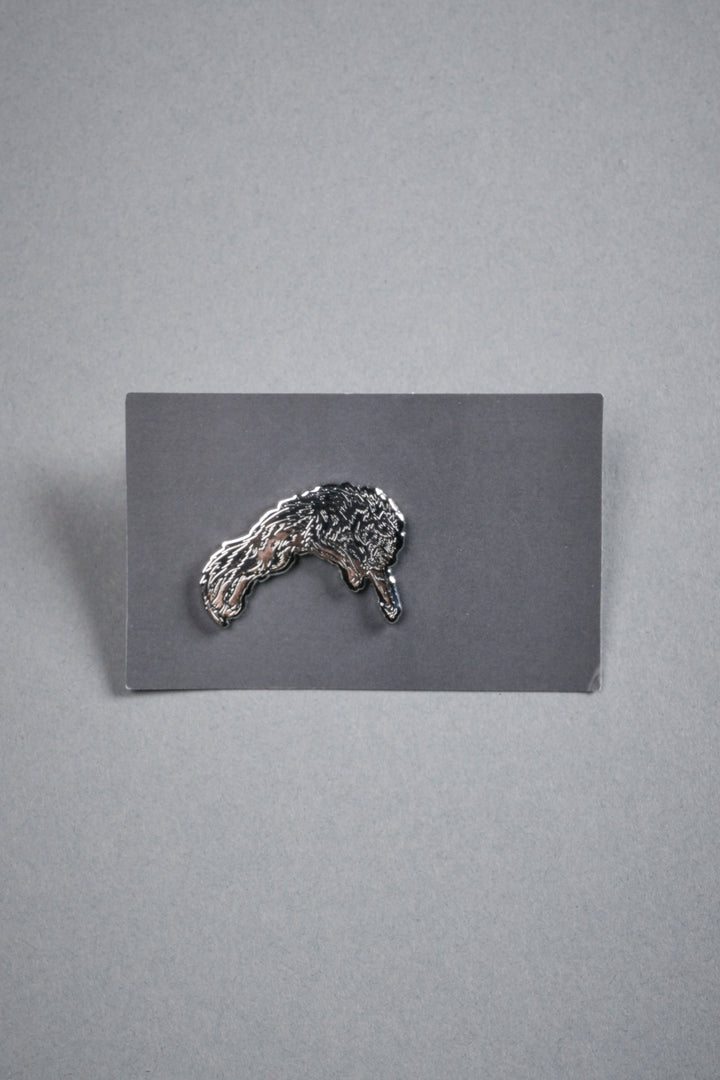 Leaping Wolf Enamel Pin in Silver/Black