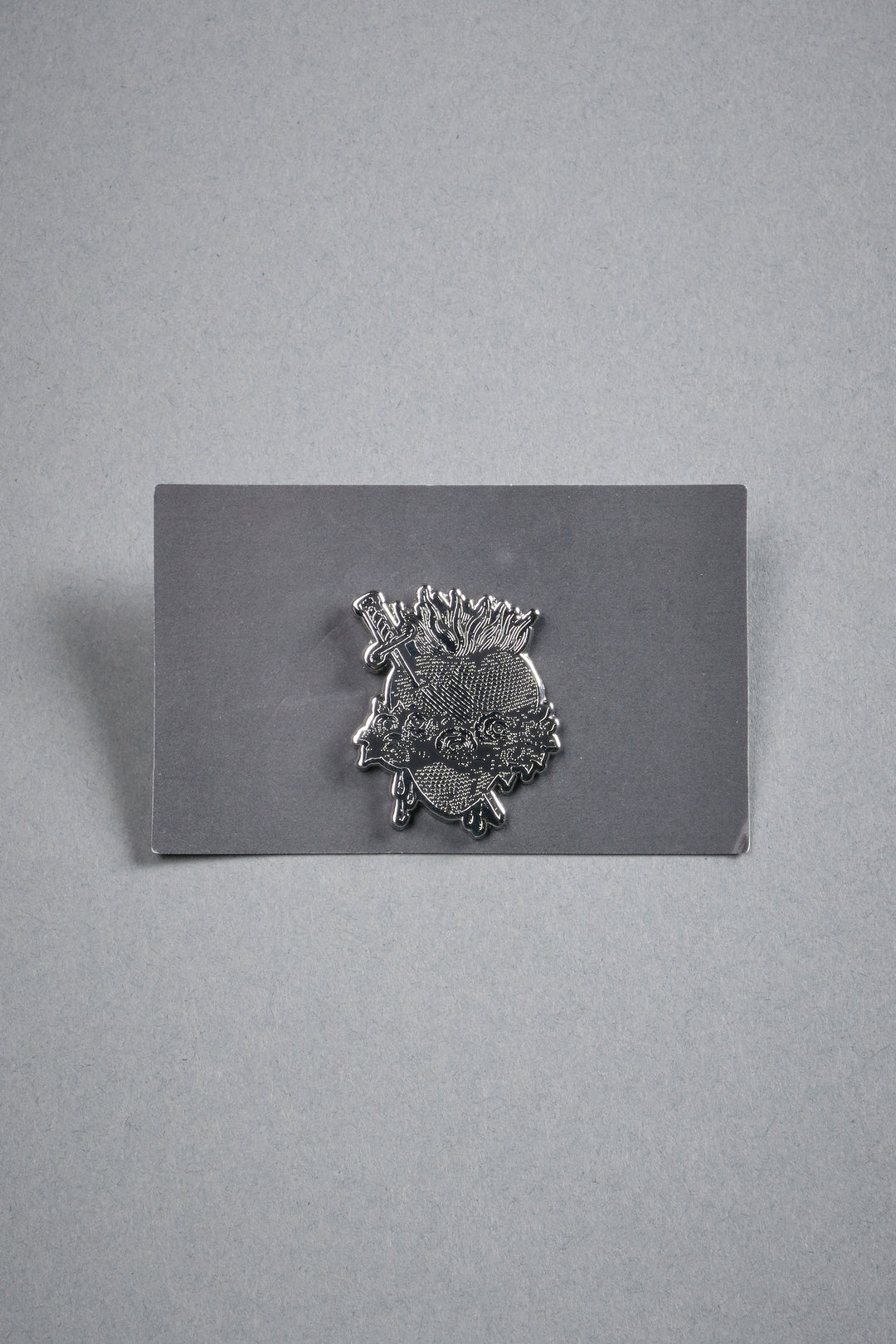 Sacred Heart Enamel Pin in Silver/Black