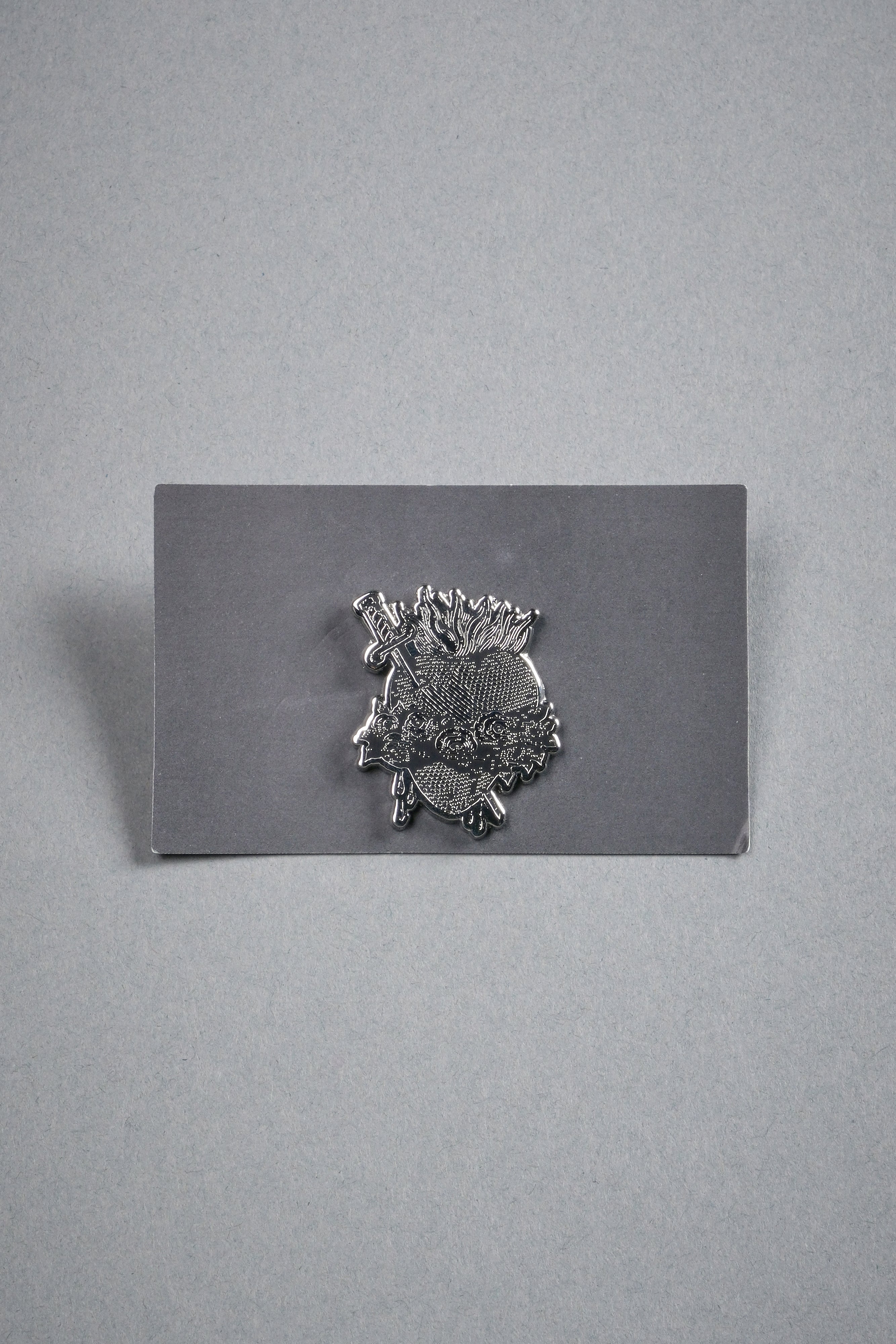 Sacred Heart Enamel Pin in Silver/Black