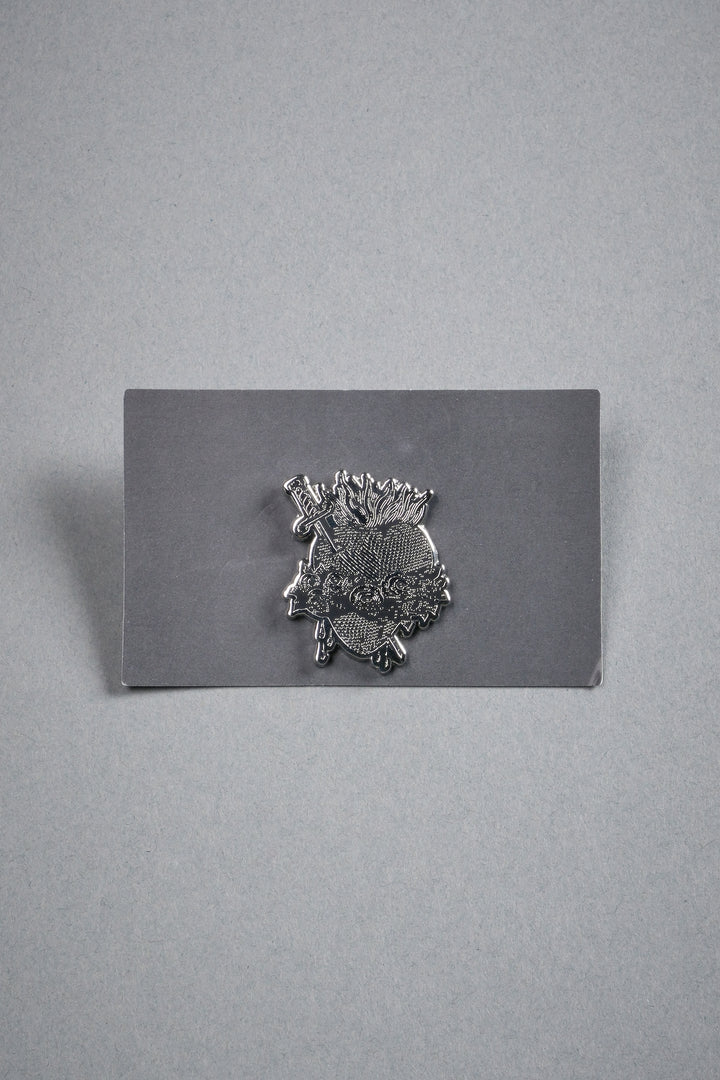 Sacred Heart Enamel Pin in Silver/Black