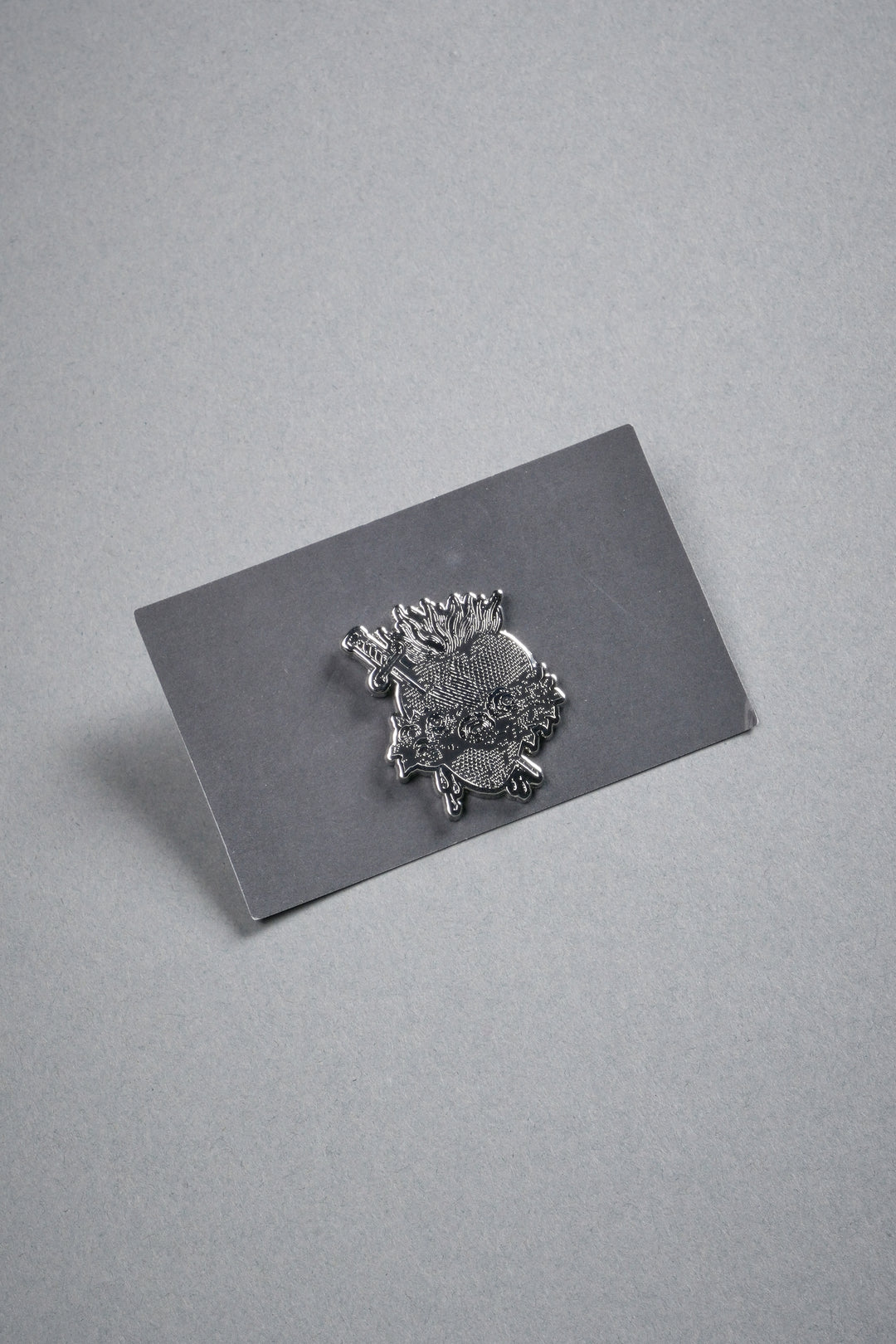Sacred Heart Enamel Pin in Silver/Black