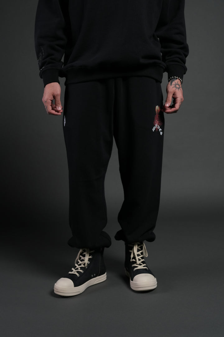 Heart Oath Unisex Lightweight Lounger Sweat Pants in Black