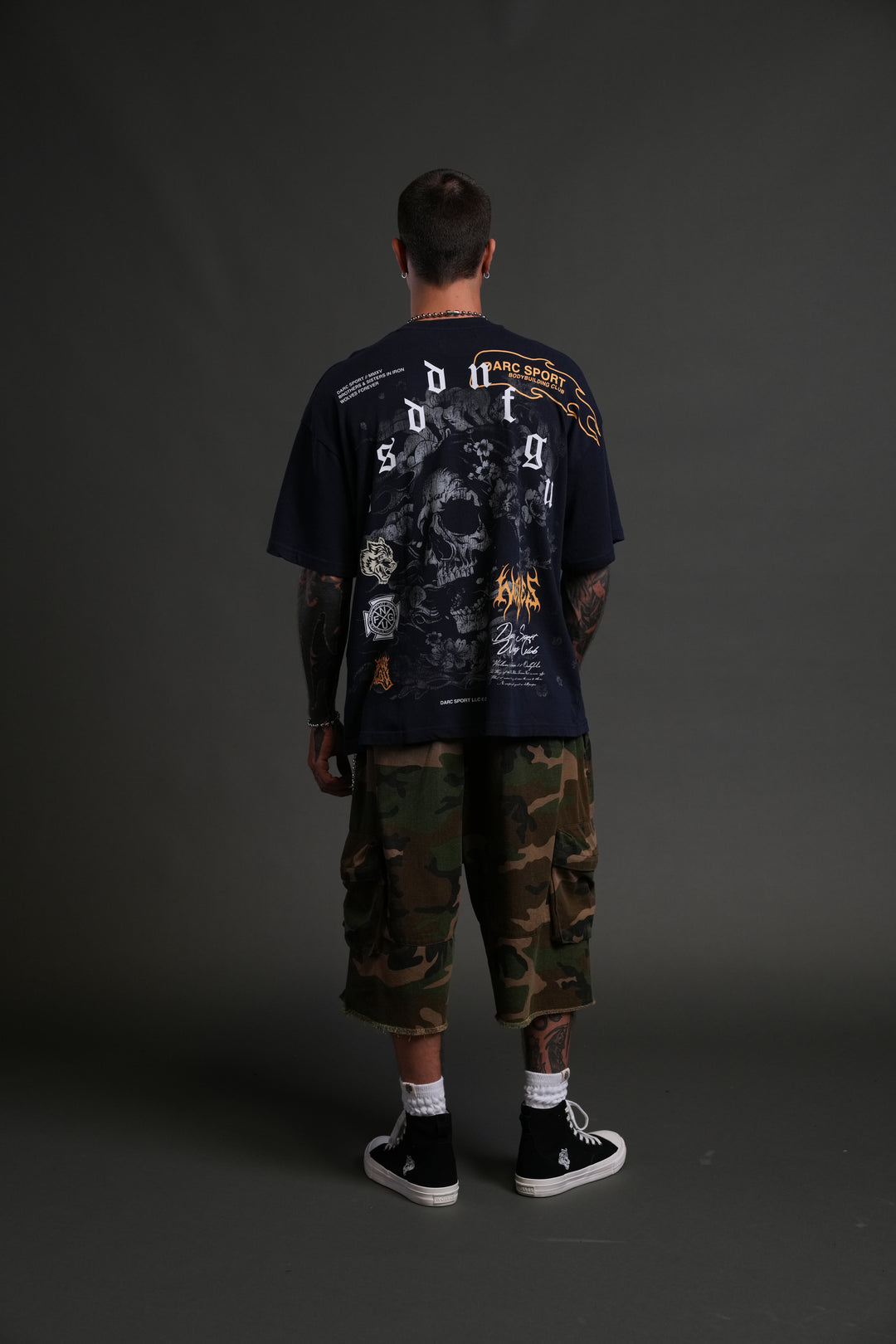 Reaper Blossom "Premium" Oversized Tee in Navy