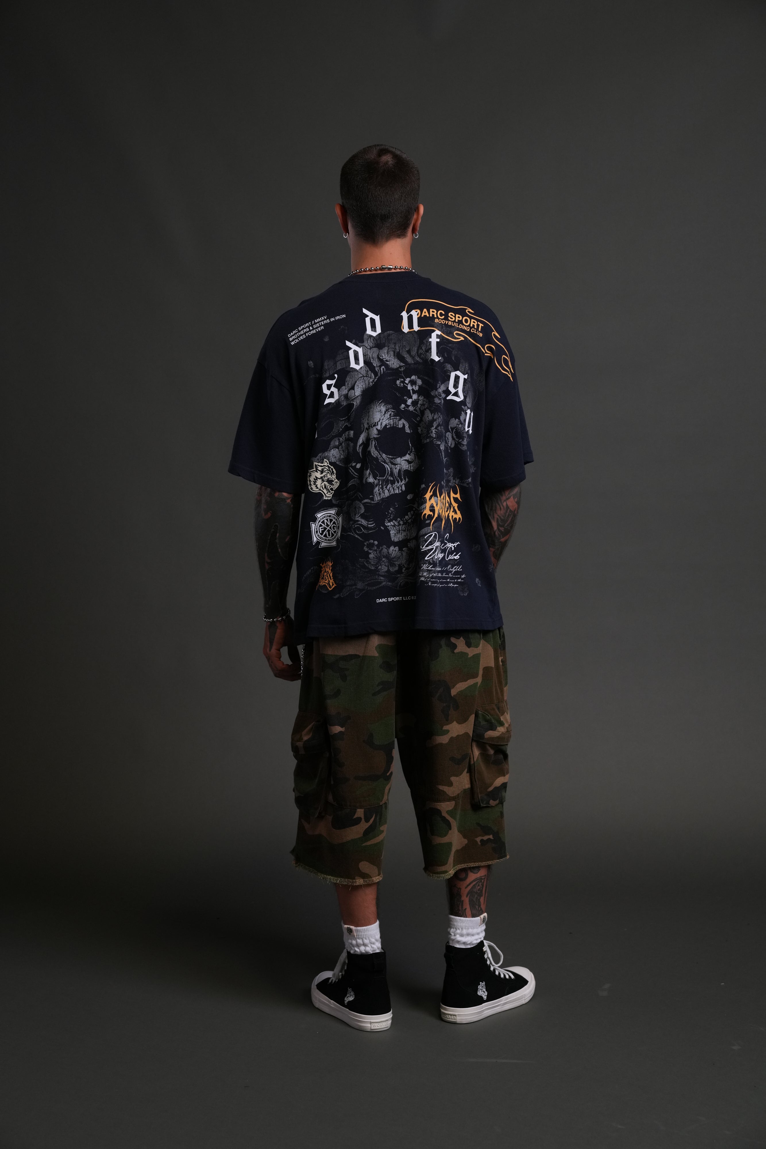 Reaper Blossom "Premium" Oversized Tee in Navy