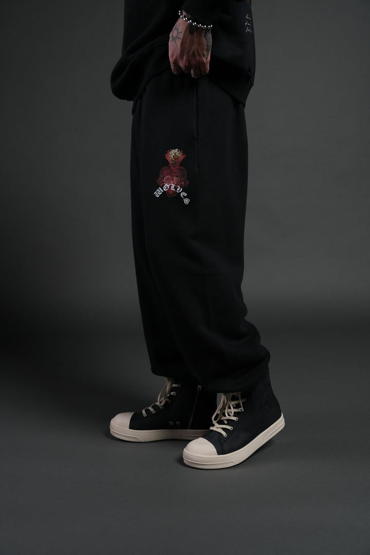 Heart Oath Unisex Lightweight Lounger Sweat Pants in Black