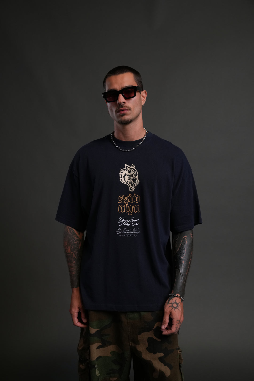 Reaper Blossom "Premium" Oversized Tee in Navy