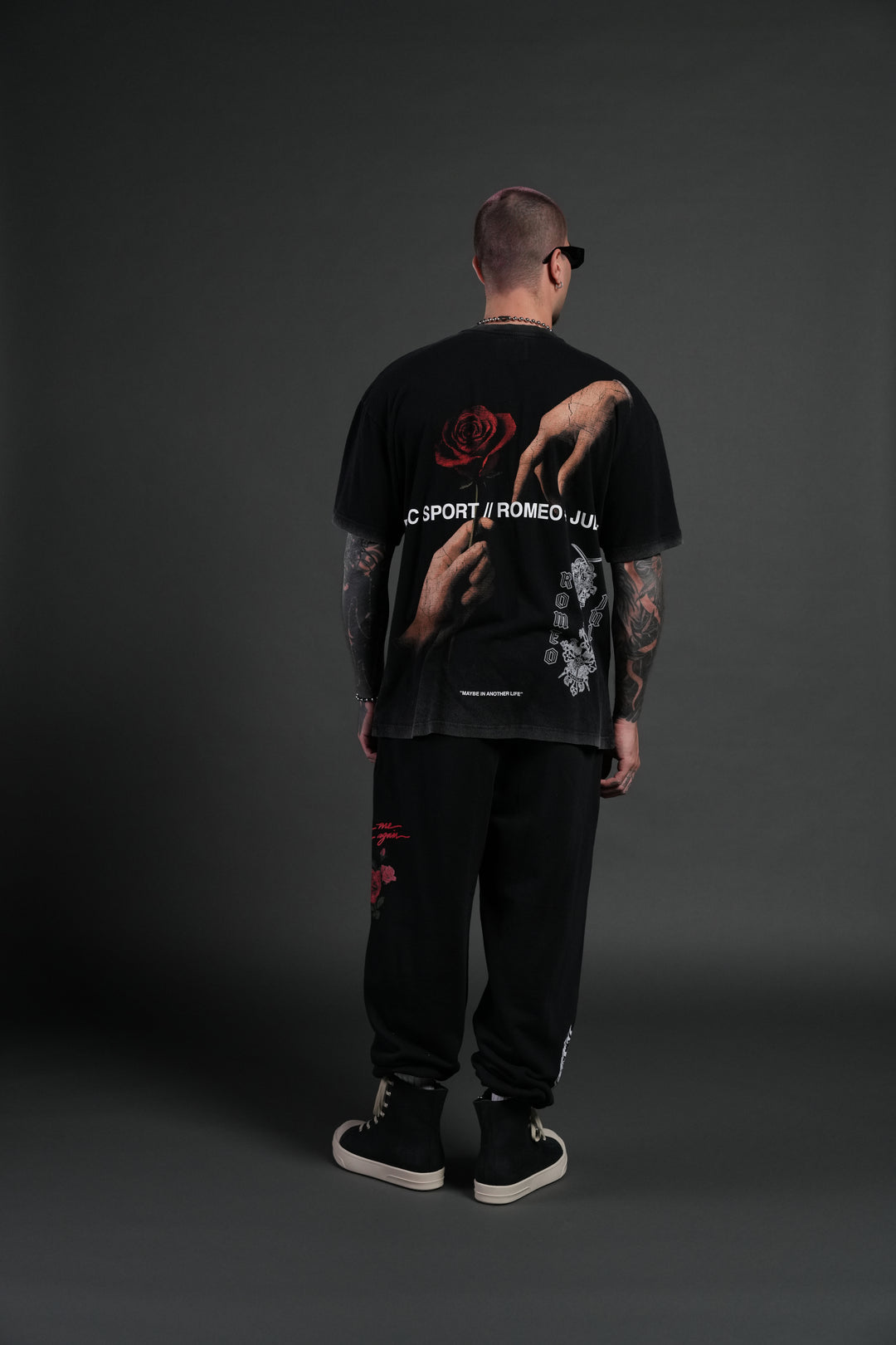 Crossed Hearts Premium Oversized Tee in Black