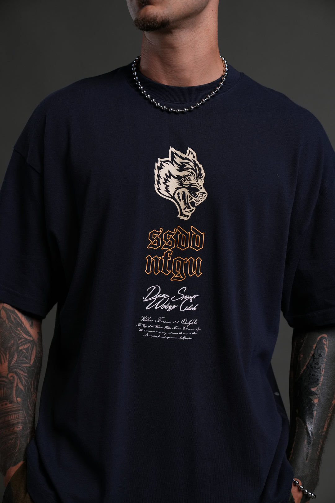 Reaper Blossom "Premium" Oversized Tee in Navy
