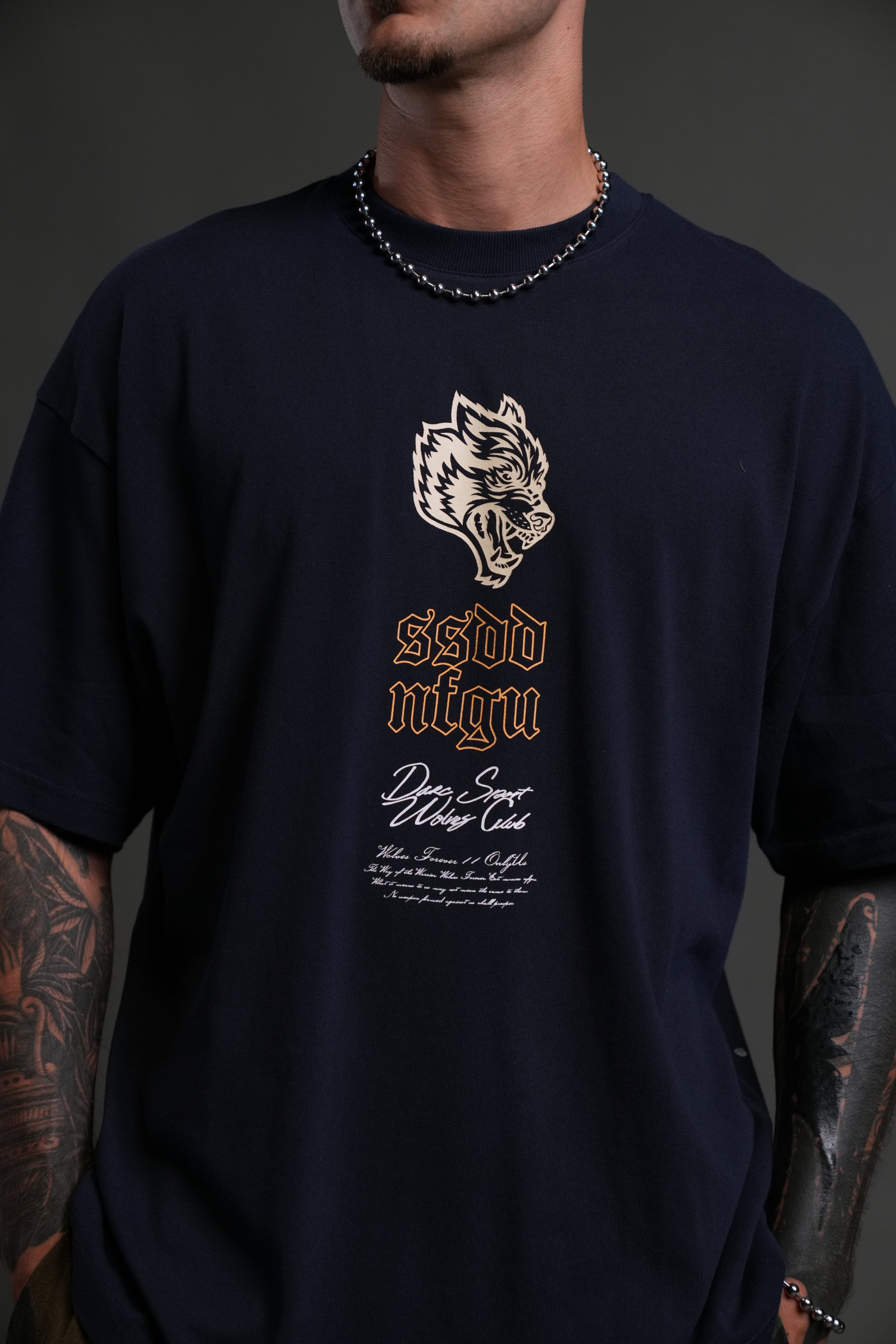 Reaper Blossom "Premium" Oversized Tee in Navy