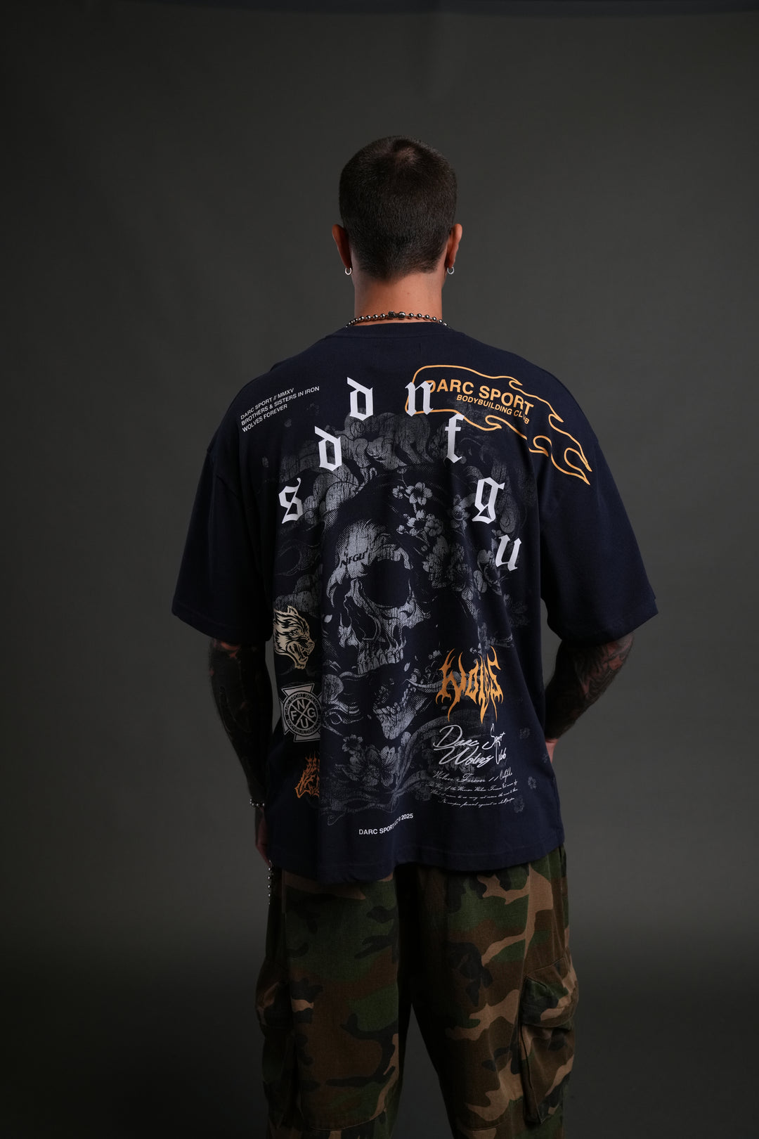 Reaper Blossom "Premium" Oversized Tee in Navy