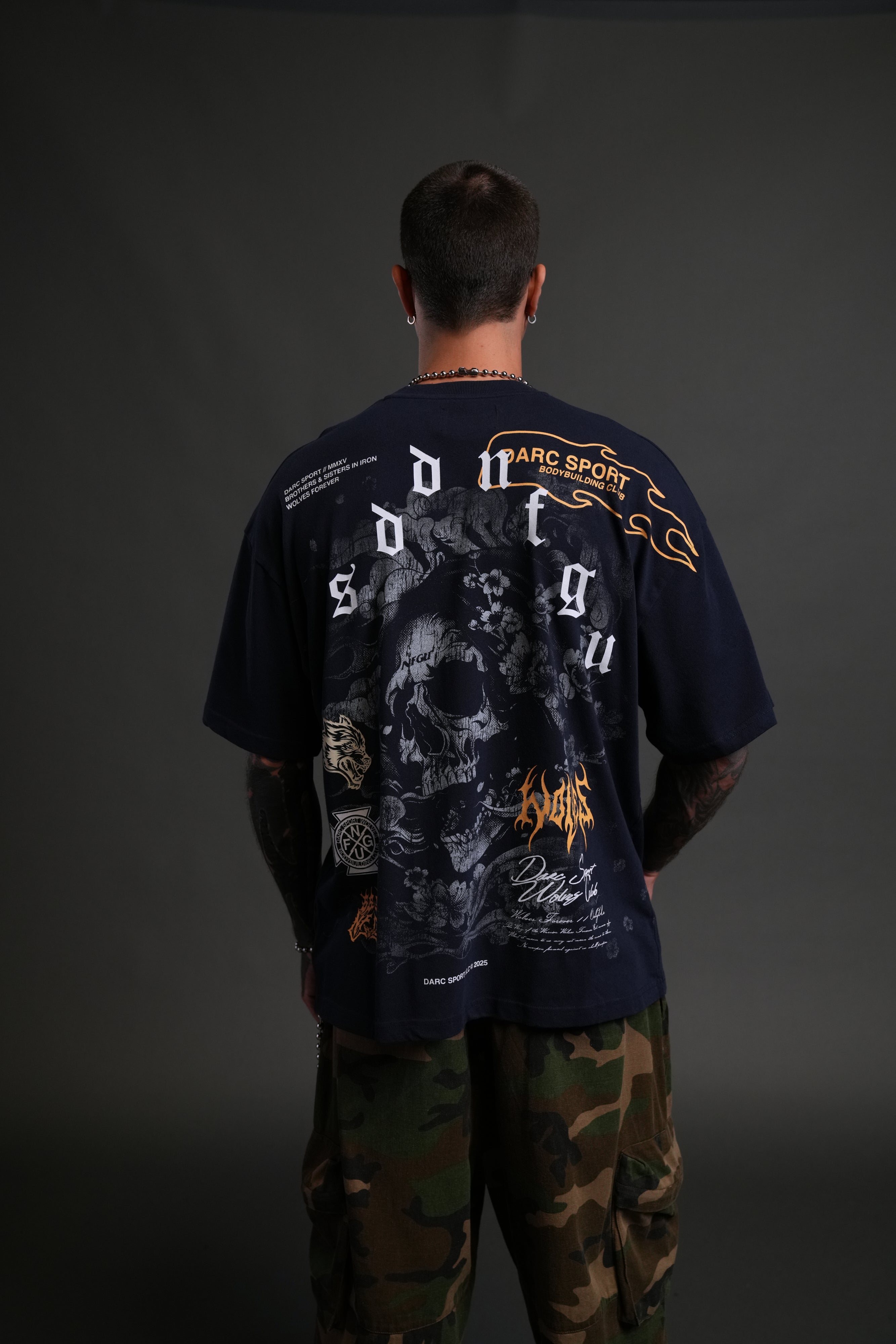Reaper Blossom "Premium" Oversized Tee in Navy