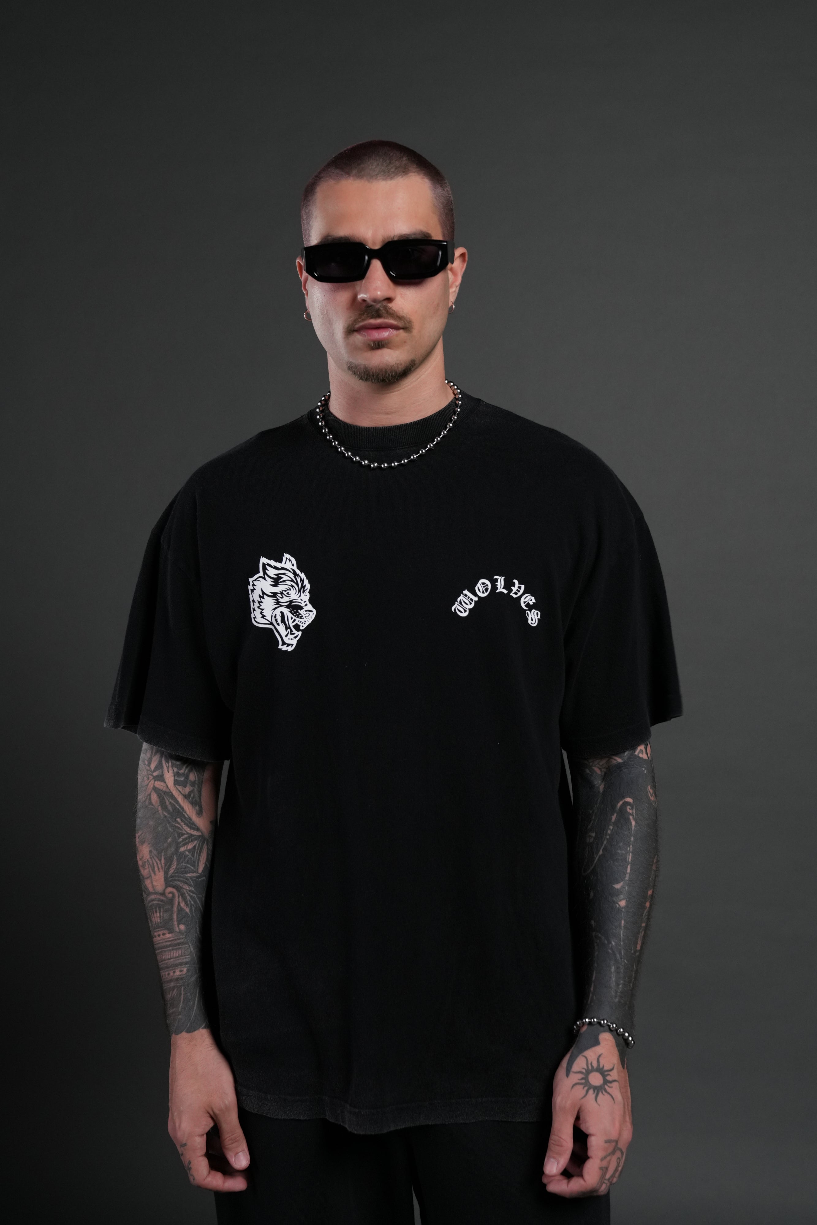 Crossed Hearts Premium Oversized Tee in Black