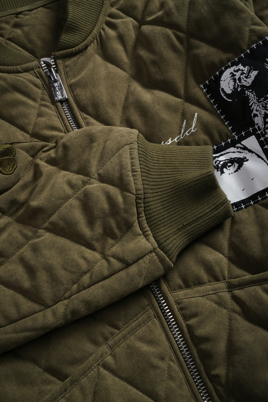 Sacred Wolves Boxy Darco Quilted Jacket in Olive