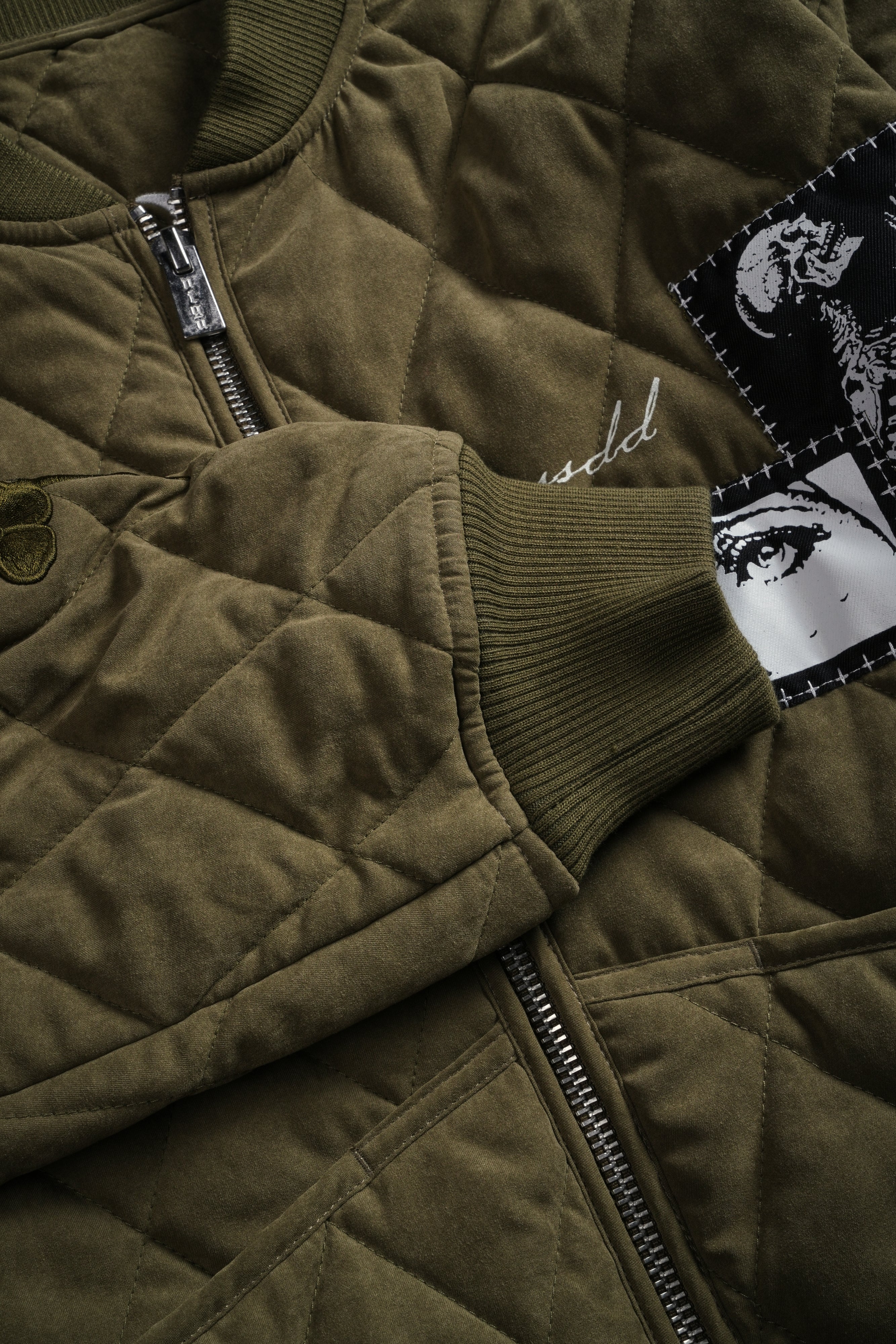 Sacred Wolves Boxy Darco Quilted Jacket in Olive