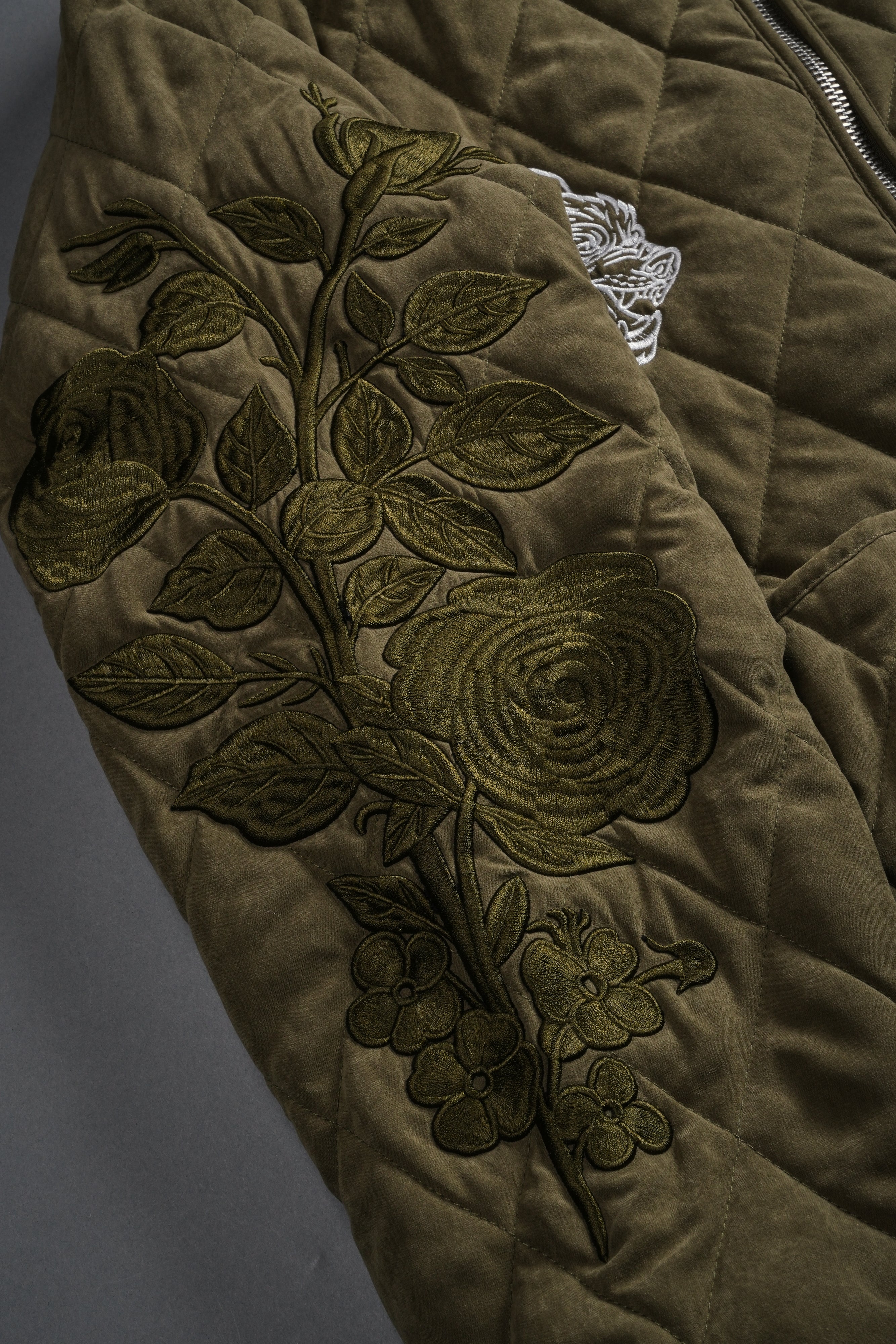Sacred Wolves Boxy Darco Quilted Jacket in Olive