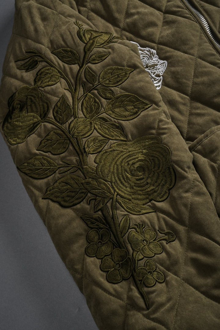 Sacred Wolves Boxy Darco Quilted Jacket in Olive