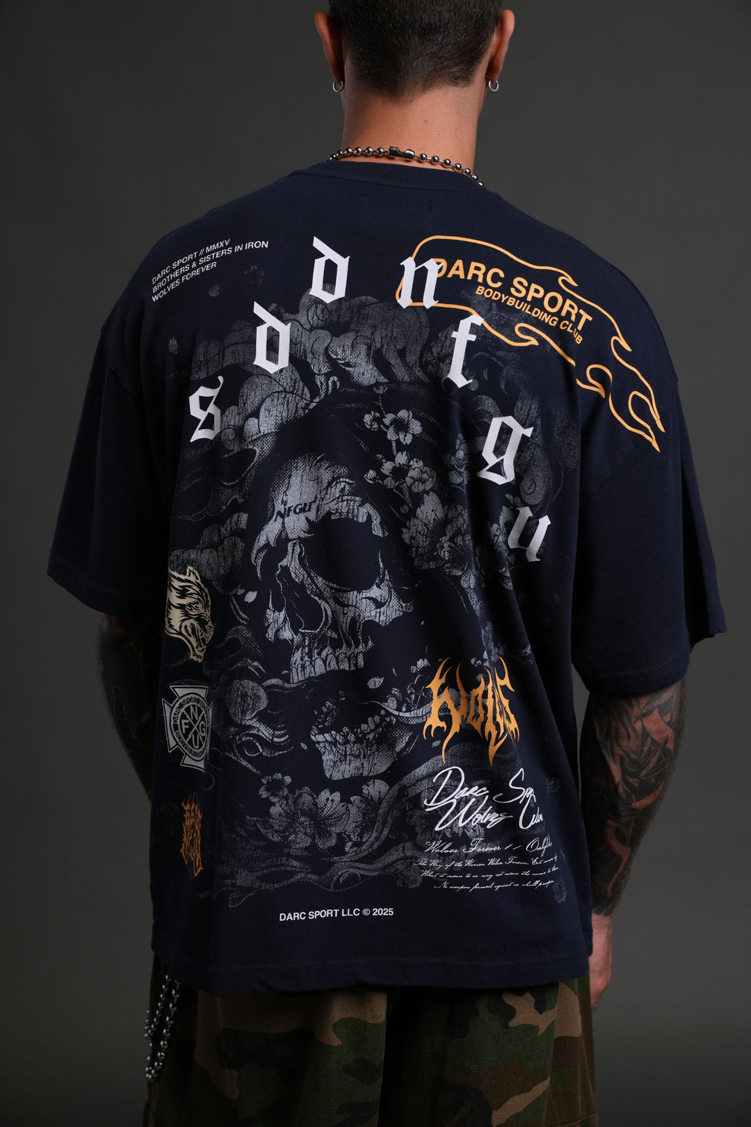 Reaper Blossom "Premium" Oversized Tee in Navy