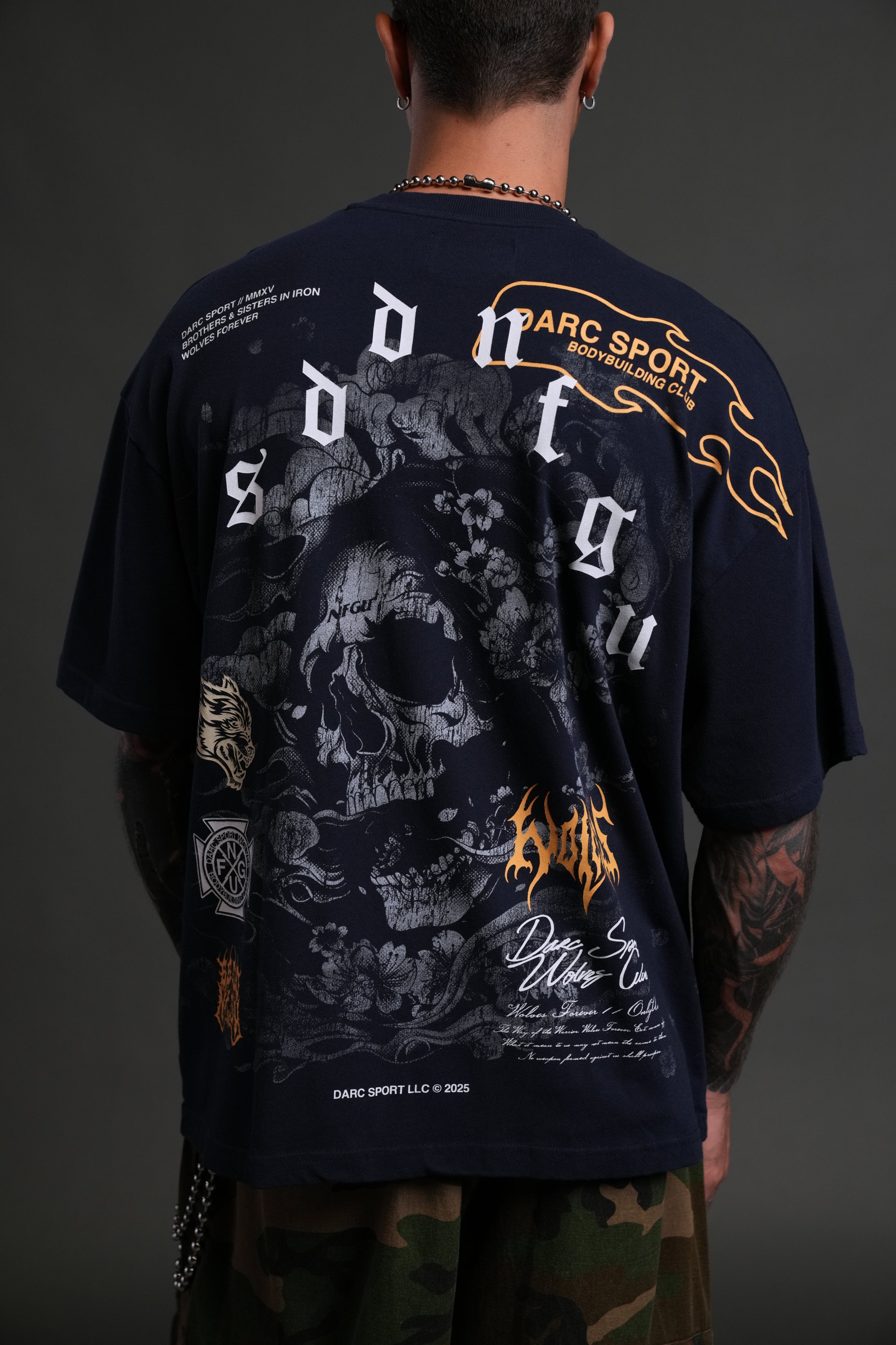 Reaper Blossom "Premium" Oversized Tee in Navy