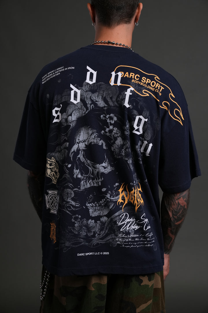 Reaper Blossom "Premium" Oversized Tee in Navy
