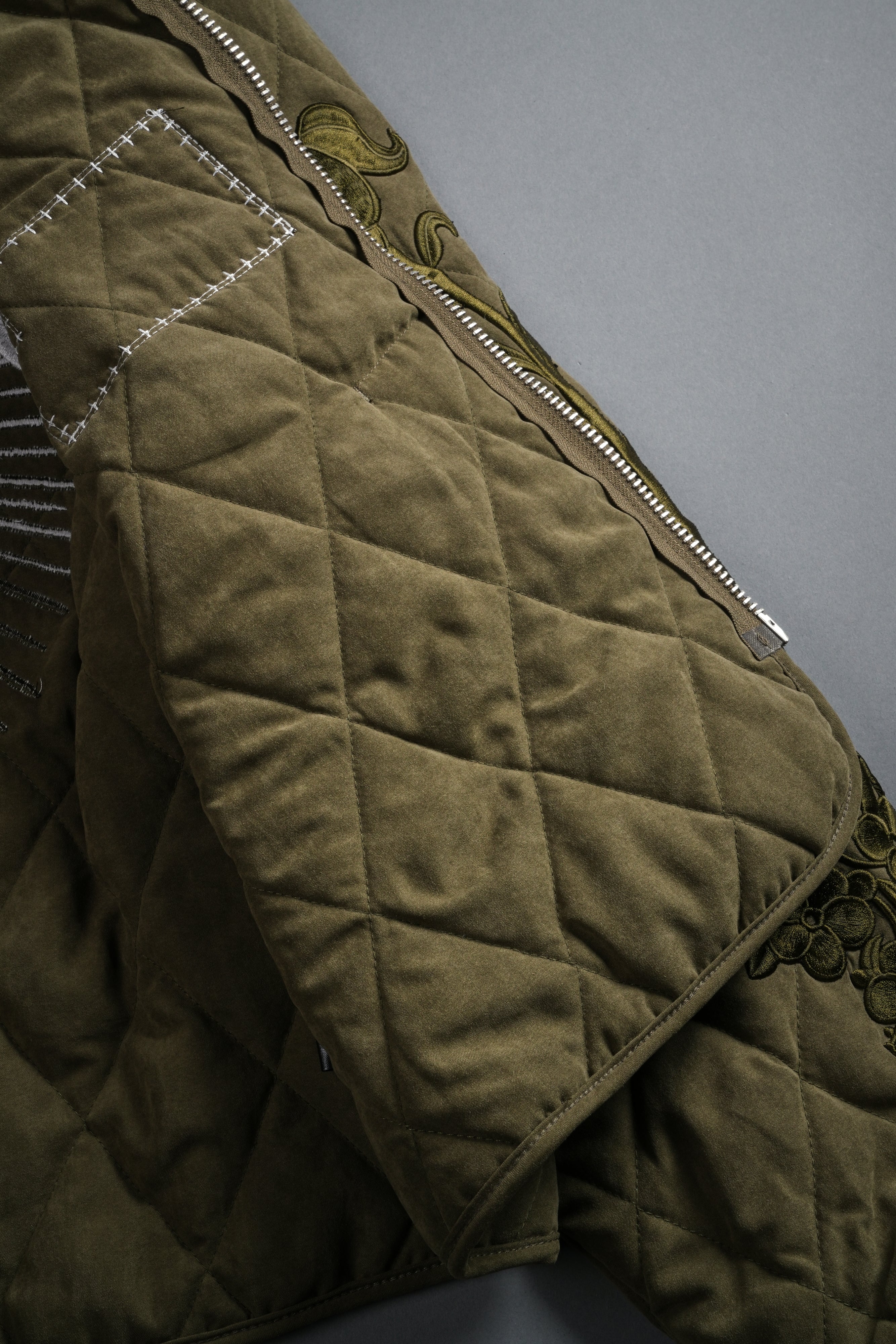 Sacred Wolves Boxy Darco Quilted Jacket in Olive