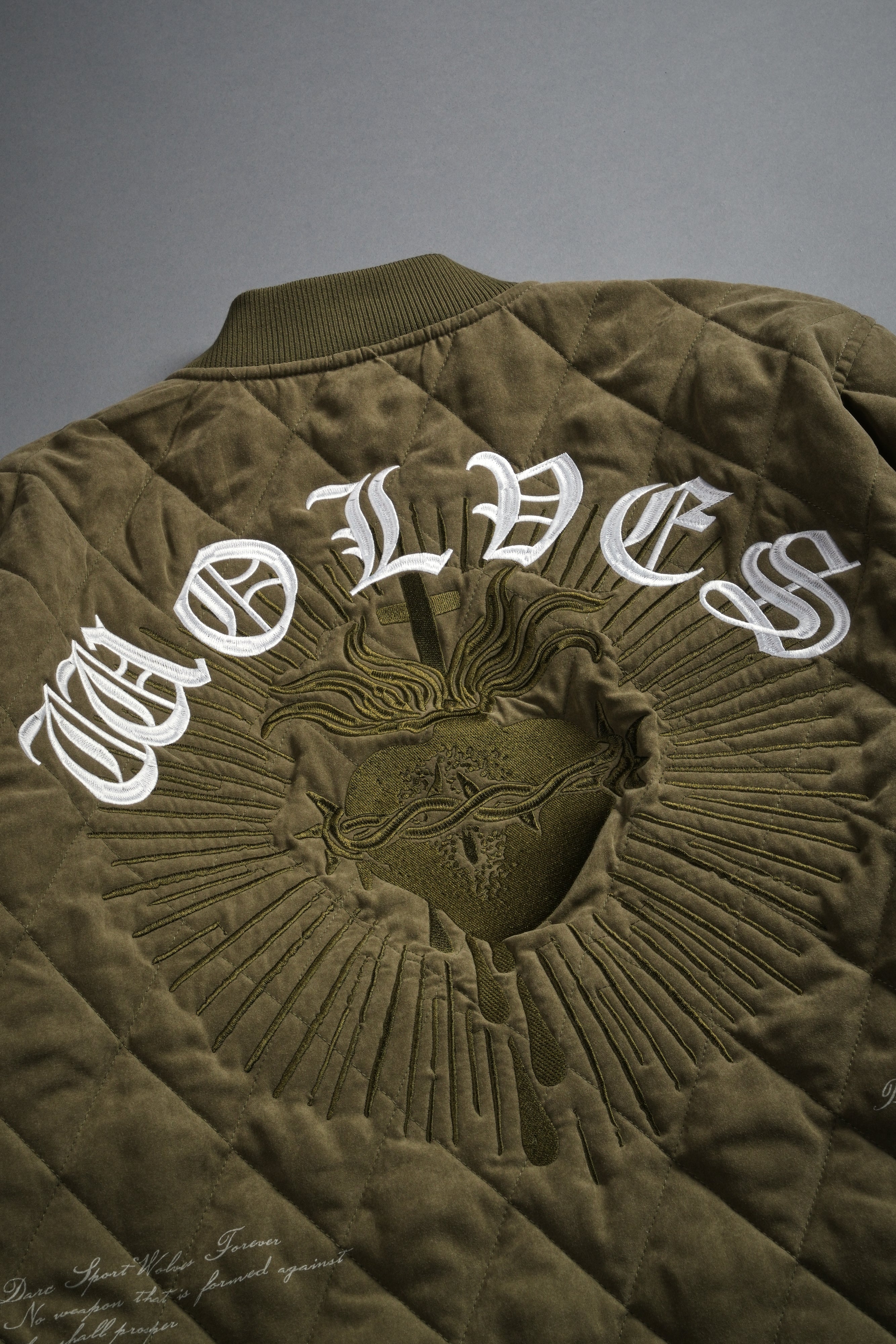 Sacred Wolves Boxy Darco Quilted Jacket in Olive