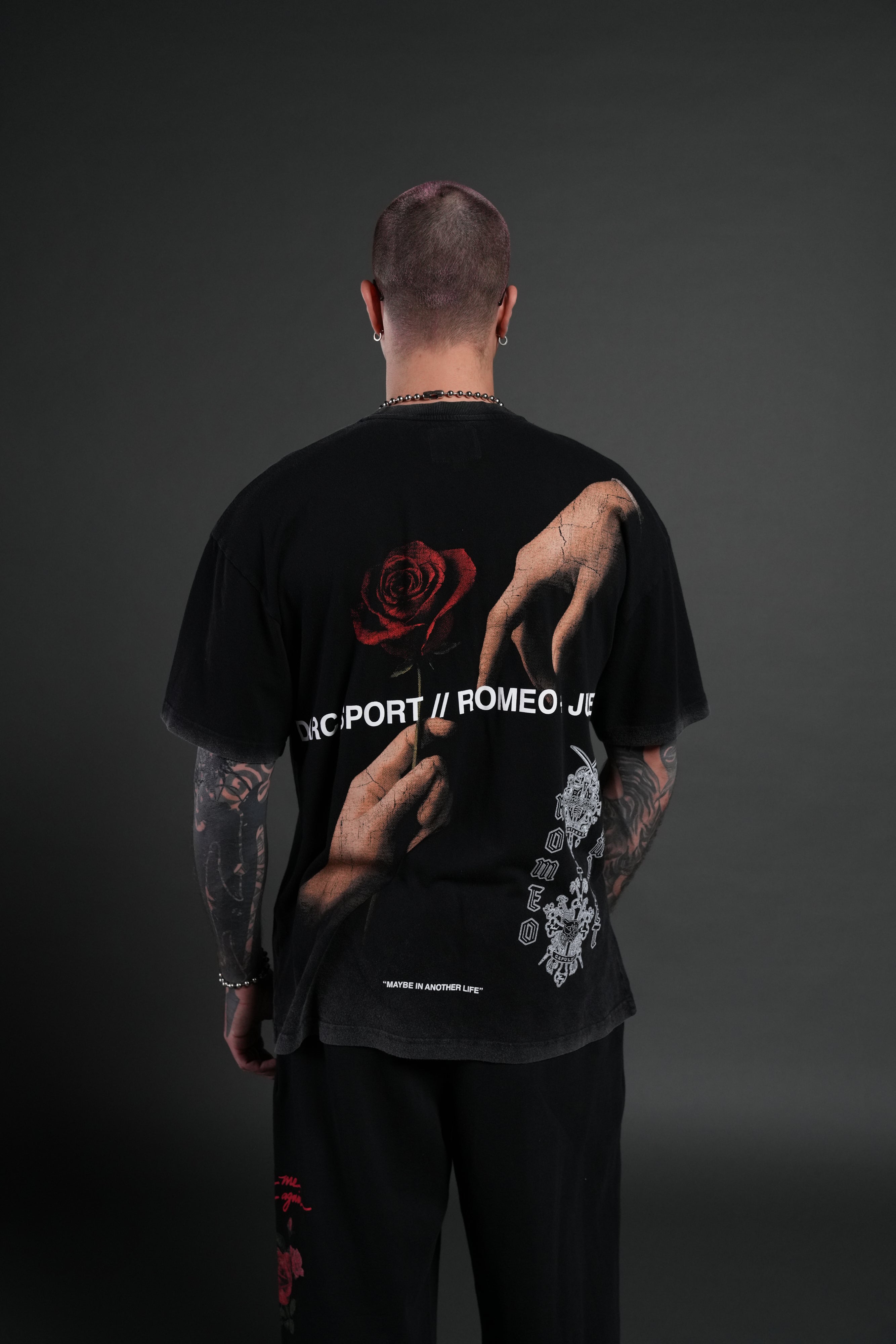 Crossed Hearts Premium Oversized Tee in Black