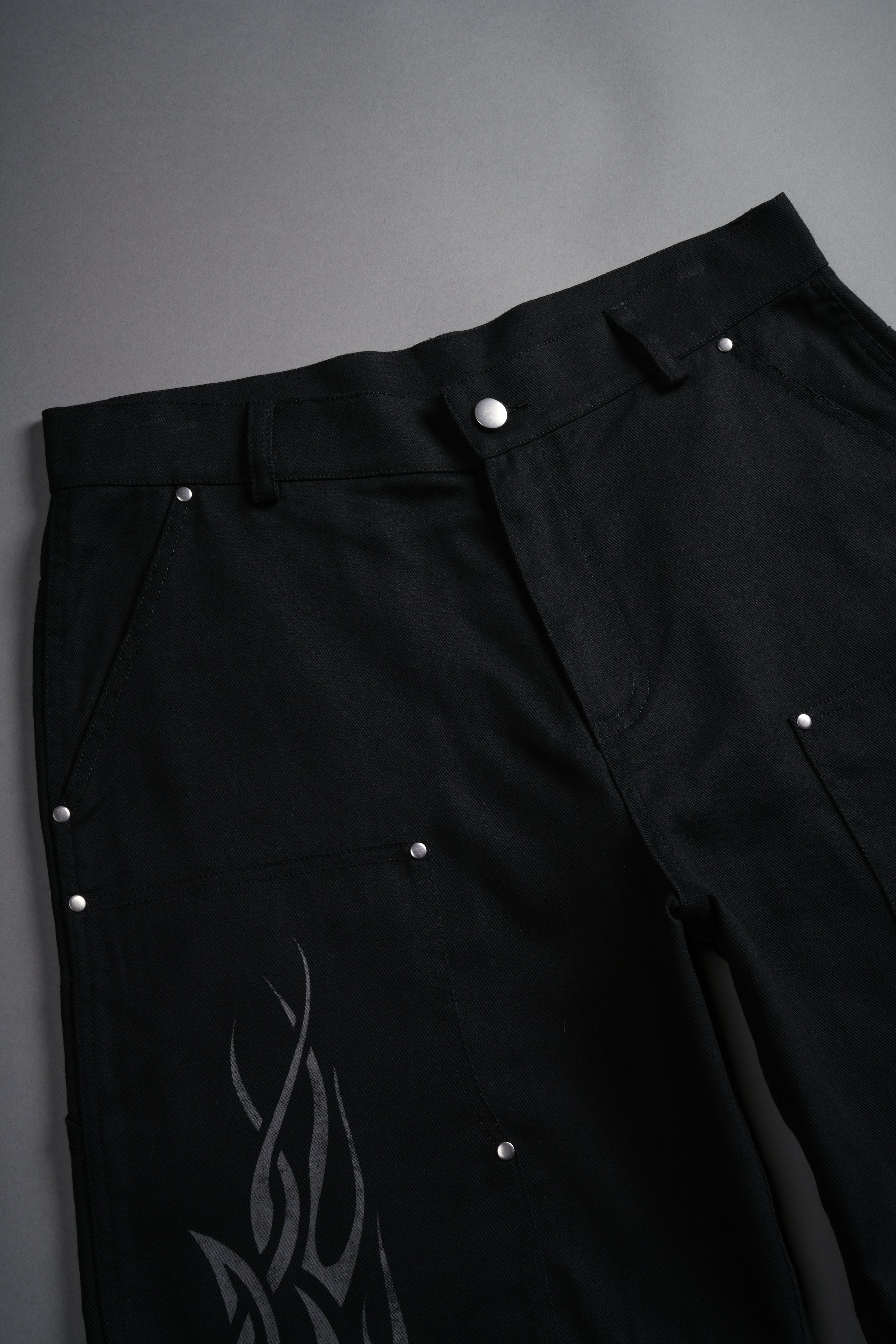 Finite Flame Oversized Clark Utility Shorts in Black
