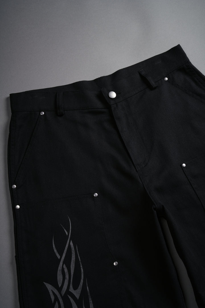 Finite Flame Oversized Clark Utility Shorts in Black