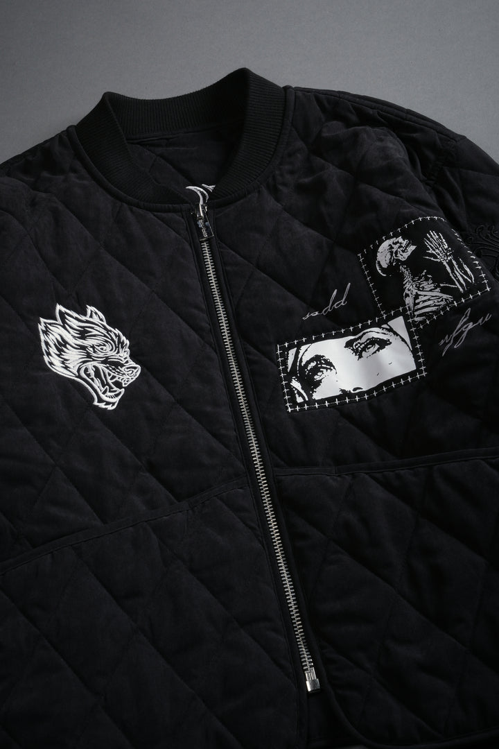 Sacred Wolves Boxy Darco Quilted Jacket in Black