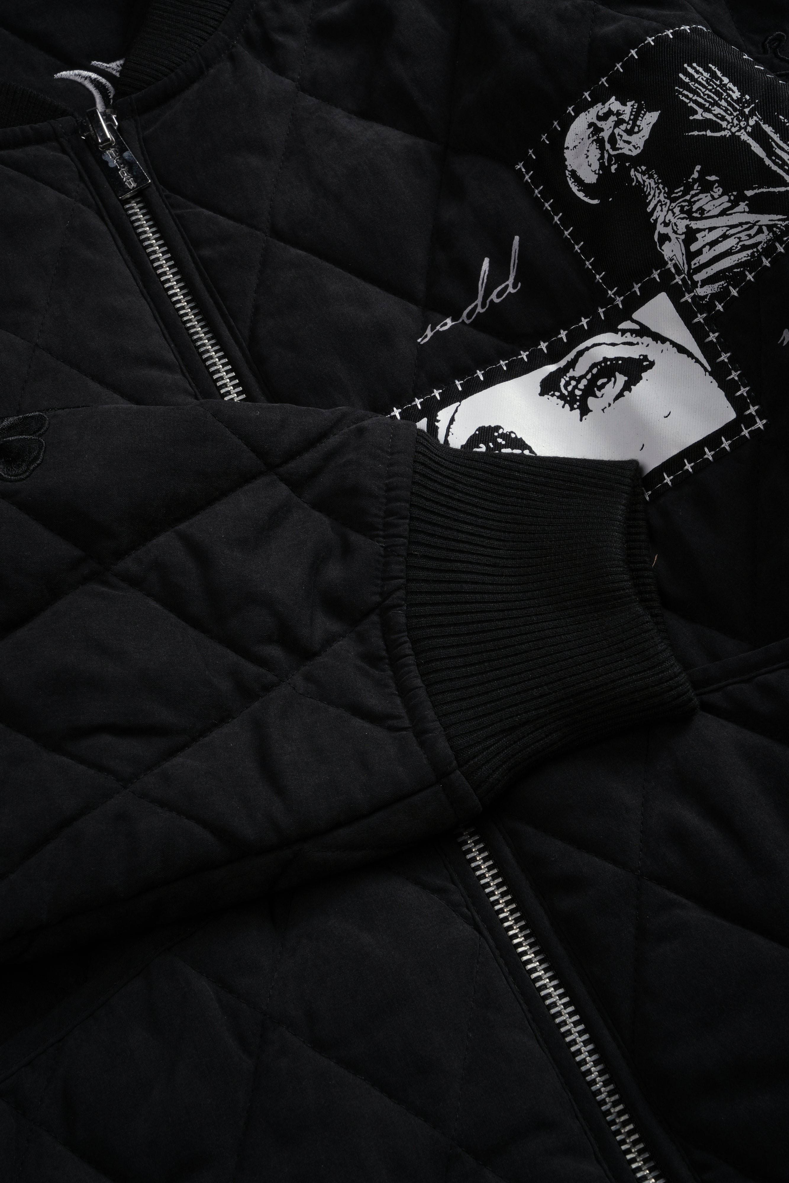 Sacred Wolves Boxy Darco Quilted Jacket in Black