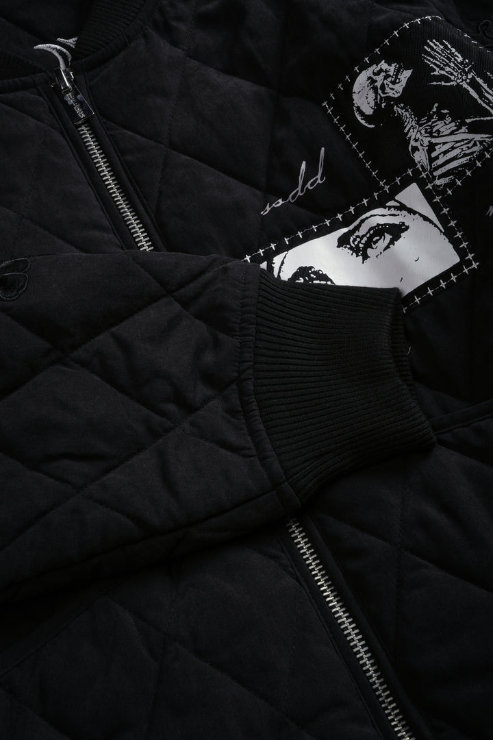 Sacred Wolves Boxy Darco Quilted Jacket in Black
