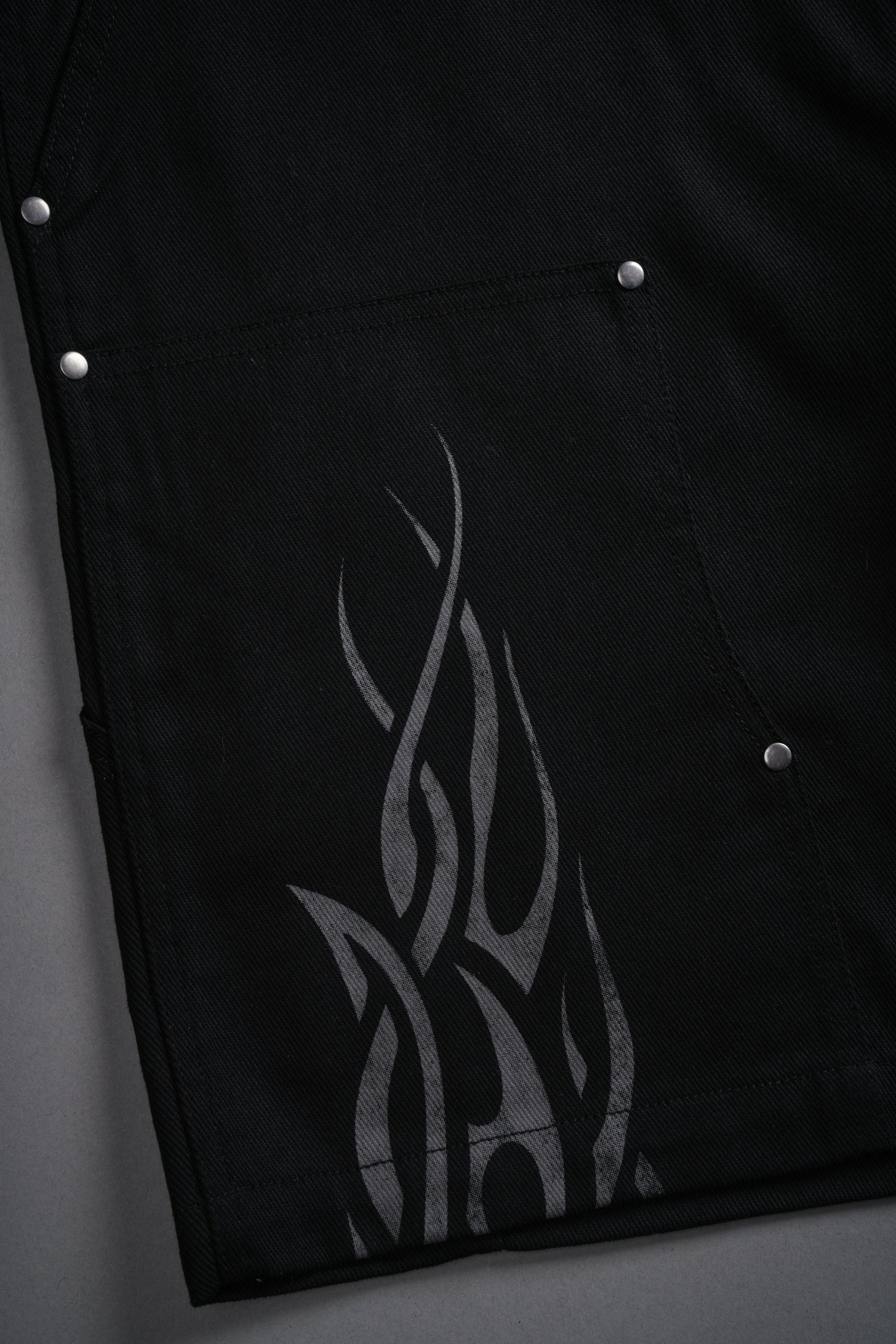 Finite Flame Oversized Clark Utility Shorts in Black