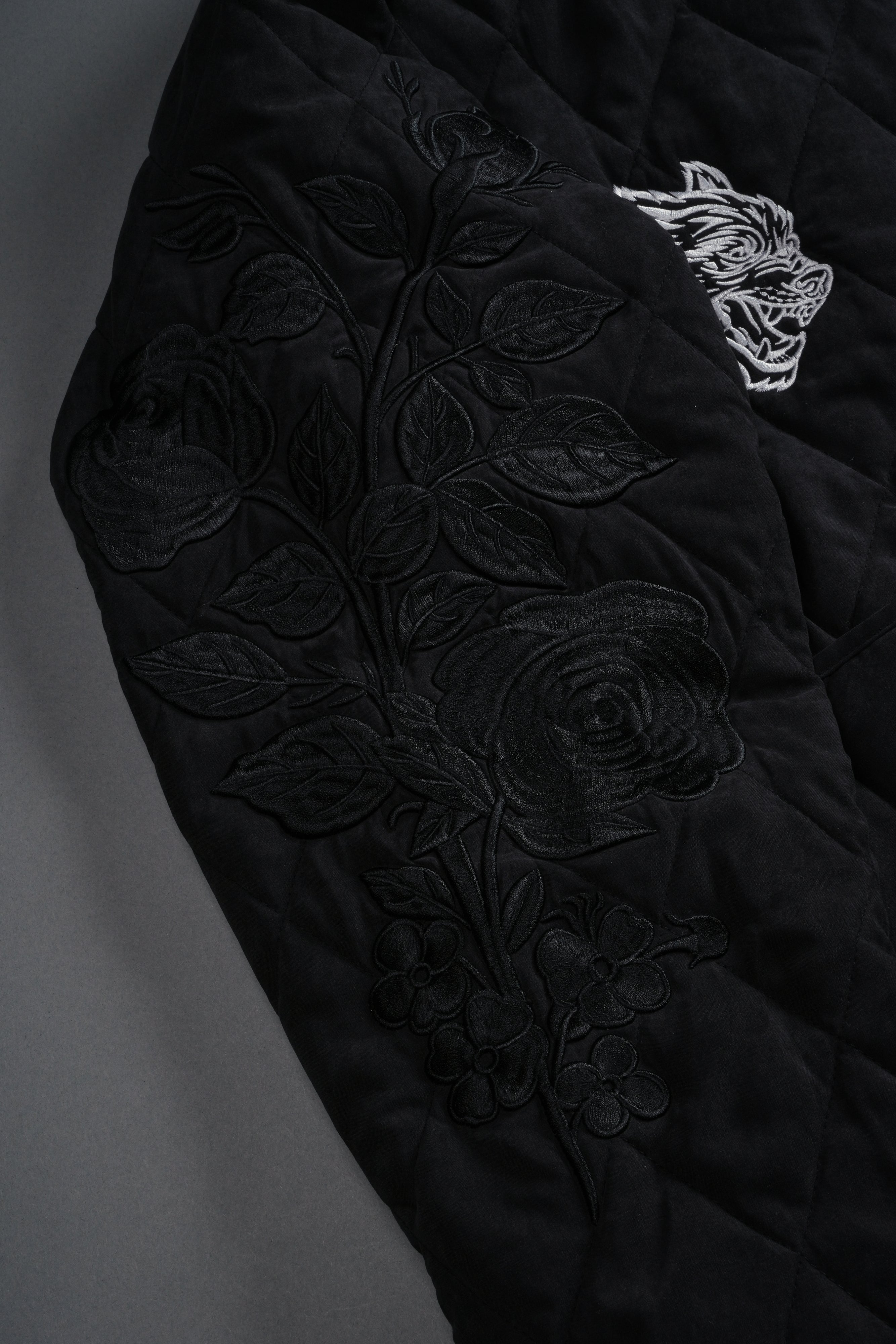 Sacred Wolves Boxy Darco Quilted Jacket in Black