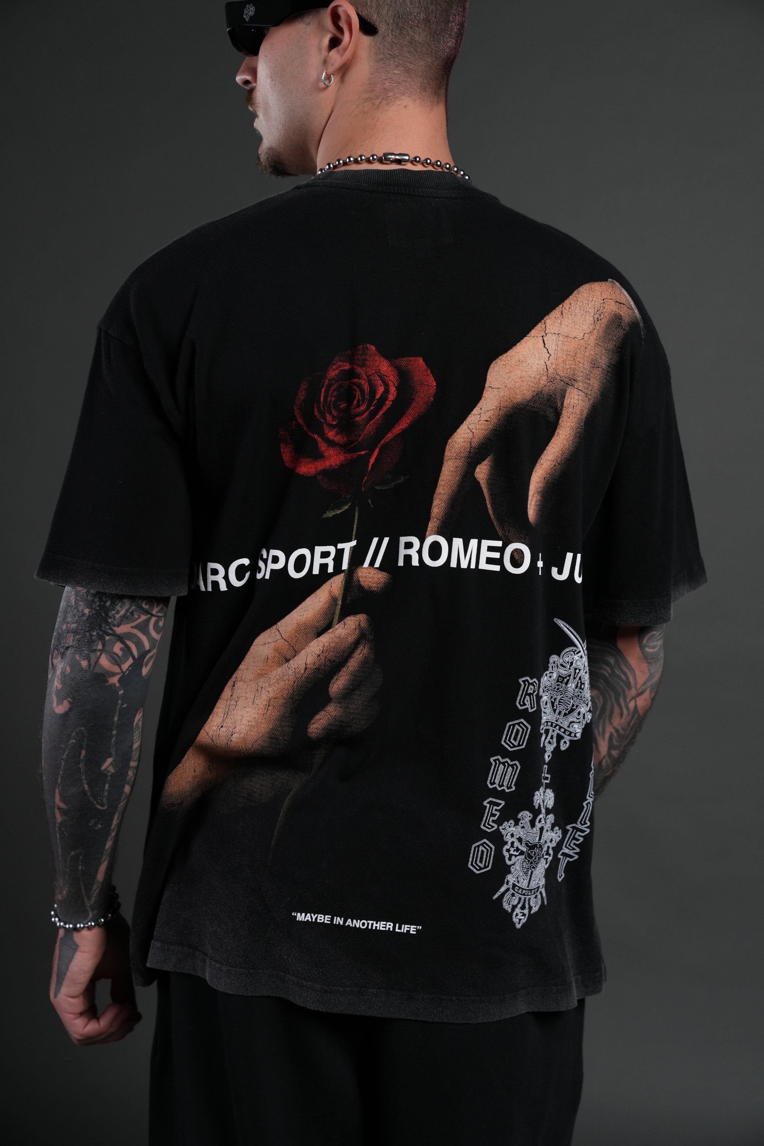 Crossed Hearts Premium Oversized Tee in Black