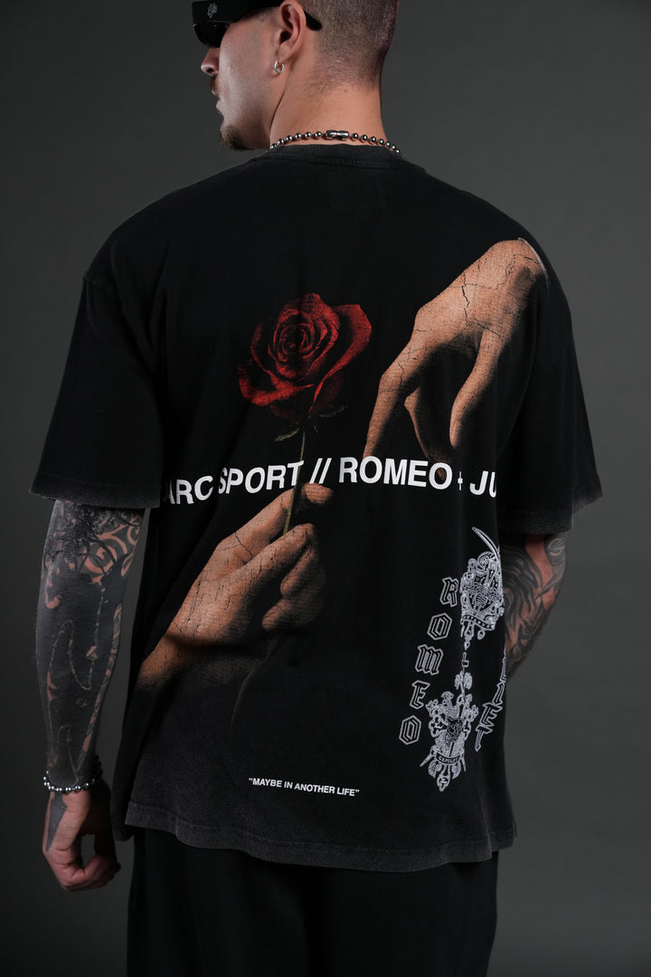 Crossed Hearts Premium Oversized Tee in Black