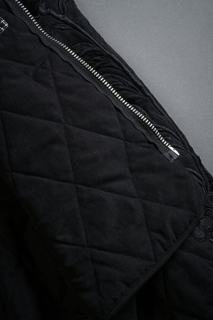 Sacred Wolves Boxy Darco Quilted Jacket in Black