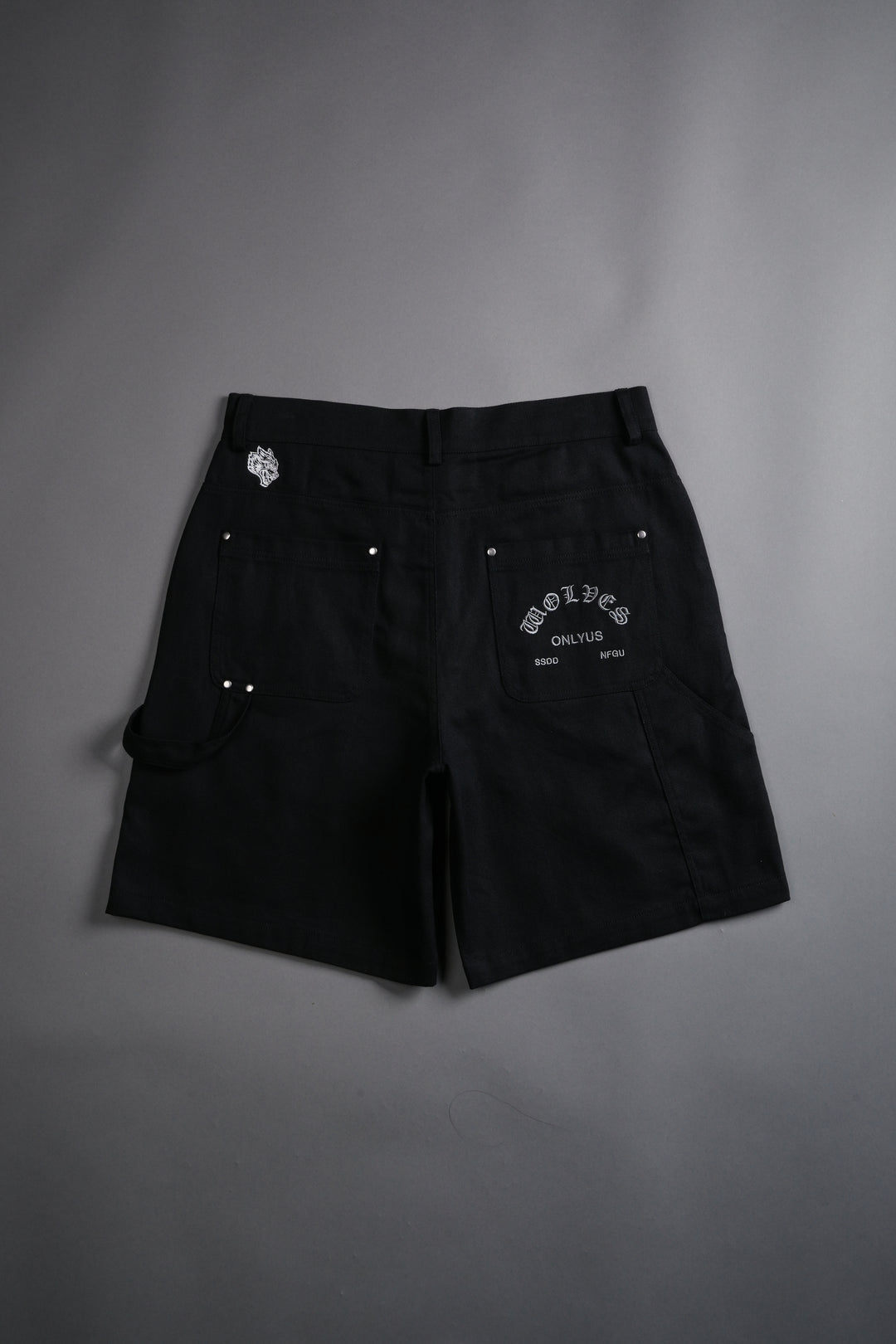 Finite Flame Oversized Clark Utility Shorts in Black