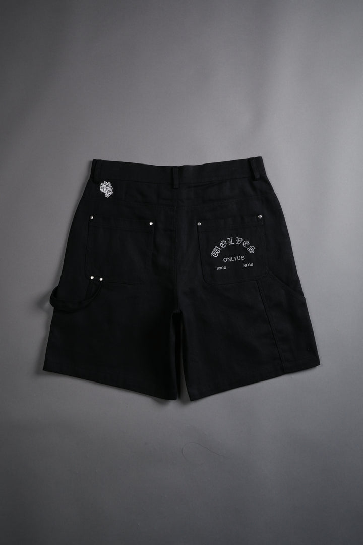 Finite Flame Oversized Clark Utility Shorts in Black