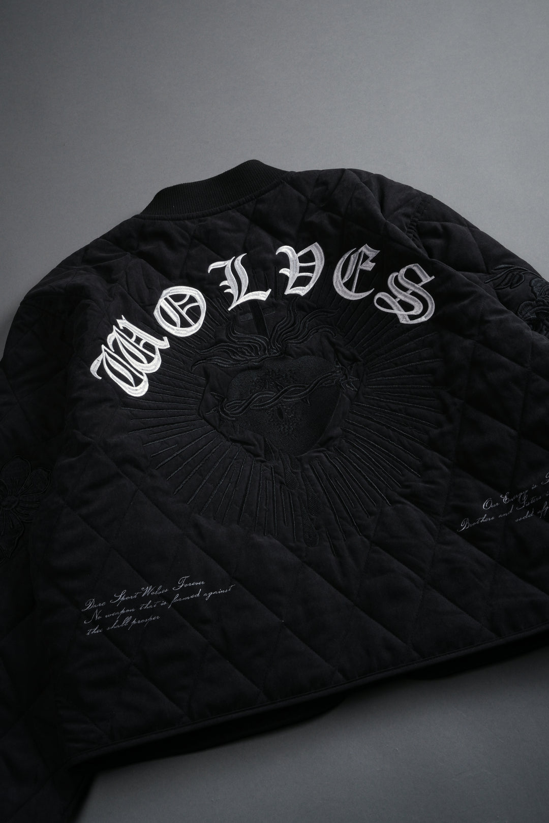 Sacred Wolves Boxy Darco Quilted Jacket in Black