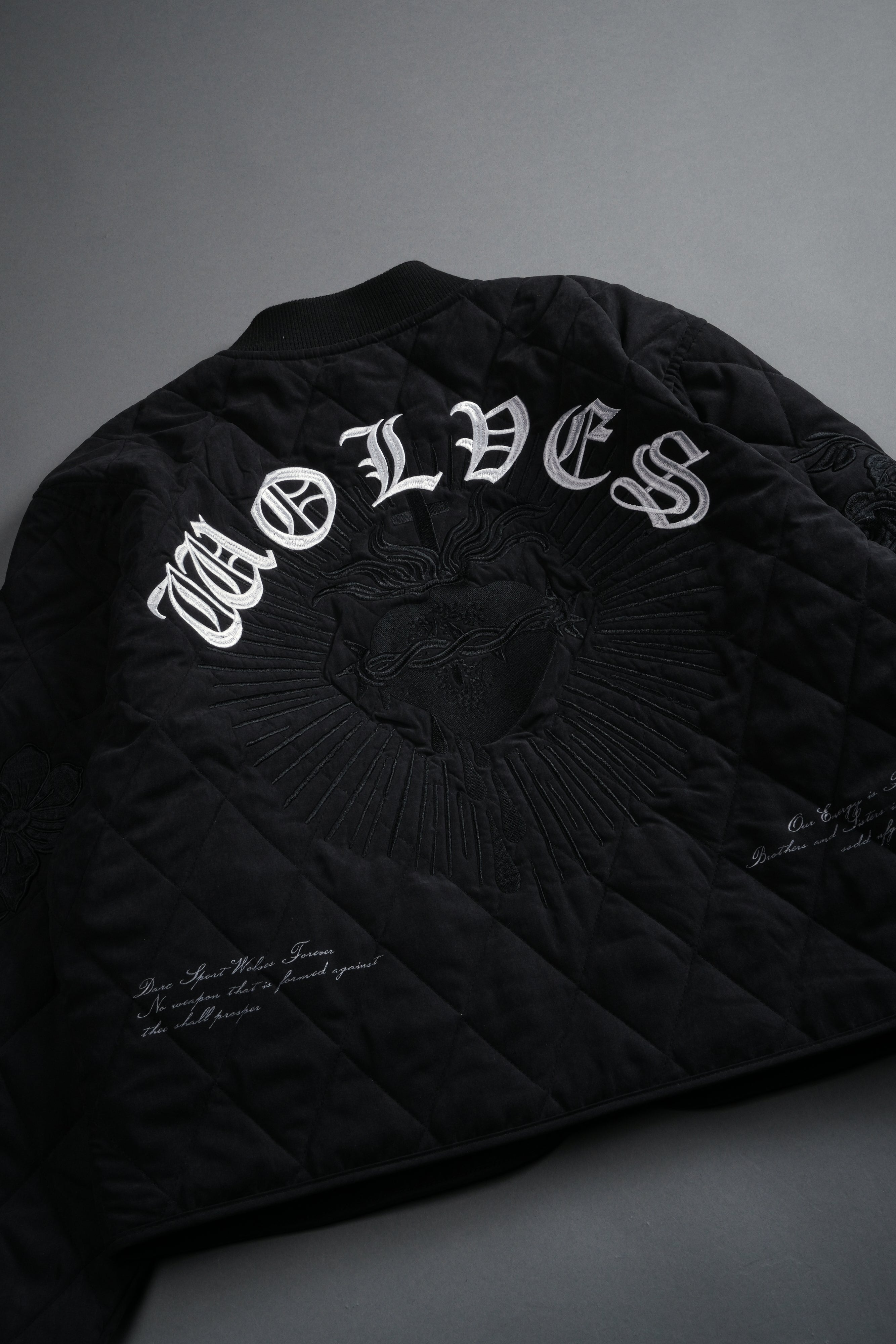 Sacred Wolves Boxy Darco Quilted Jacket in Black